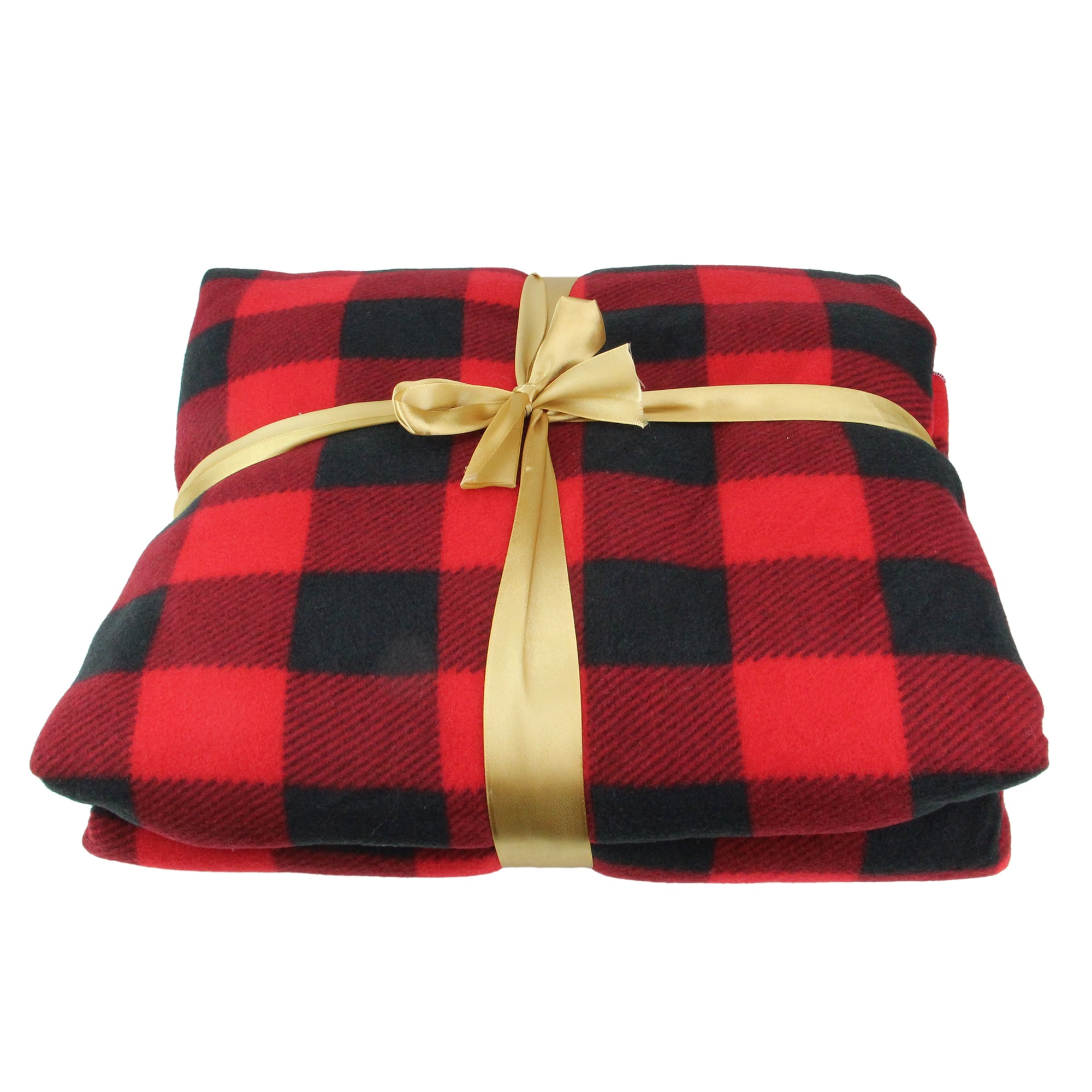 Black & Red Buffalo Plaid Christmas Throw Cover with Sherpa Backing