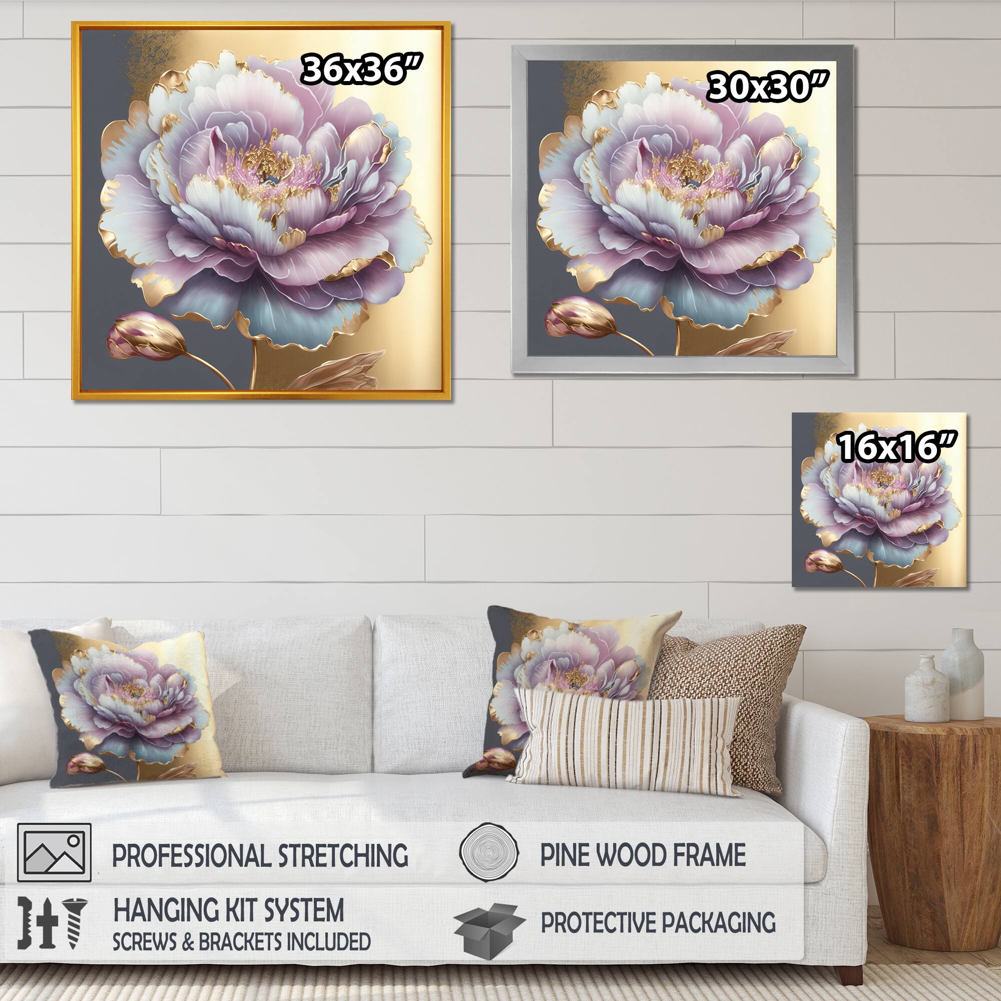 Designart 'Purple Hue Single Flower I' Floral & Botanical Framed Canvas Wall Art