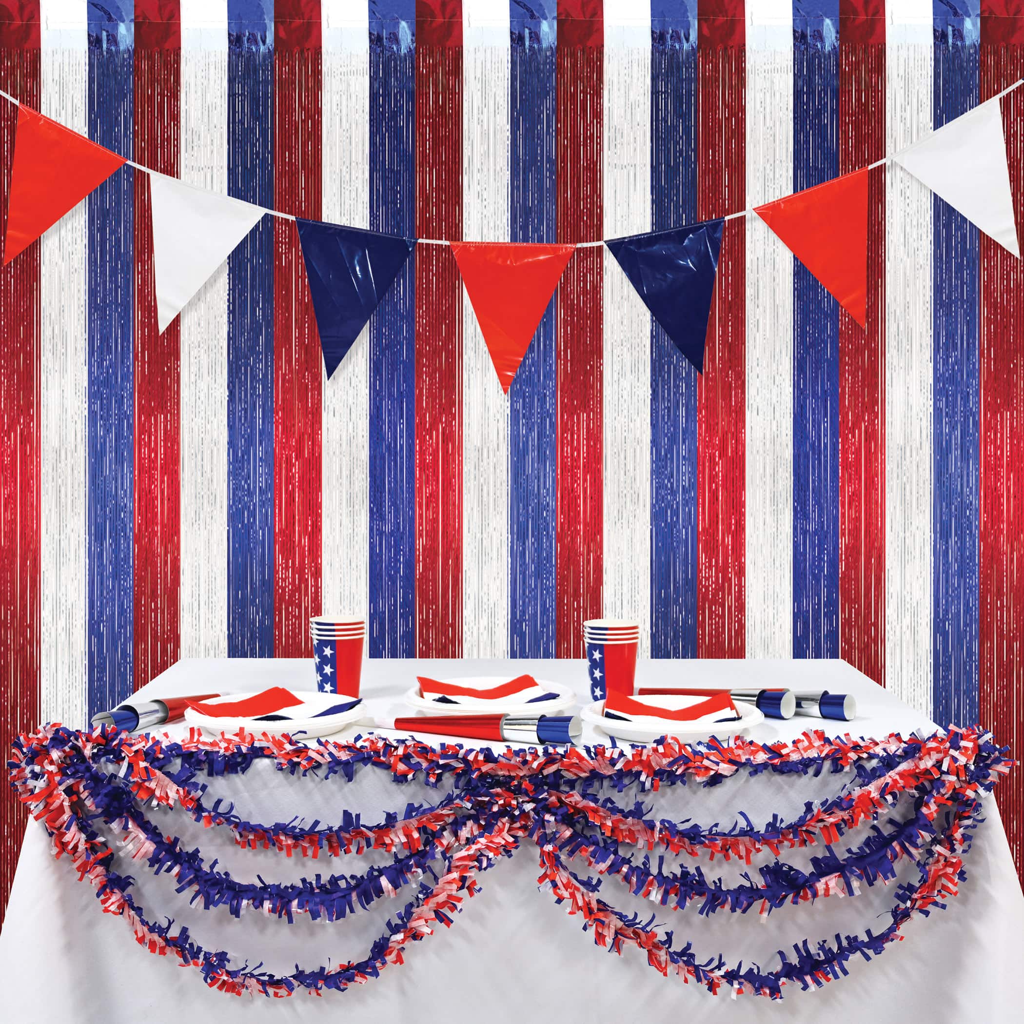 Beistle 8ft. Red, White, & Blue Gleam 'N Curtain