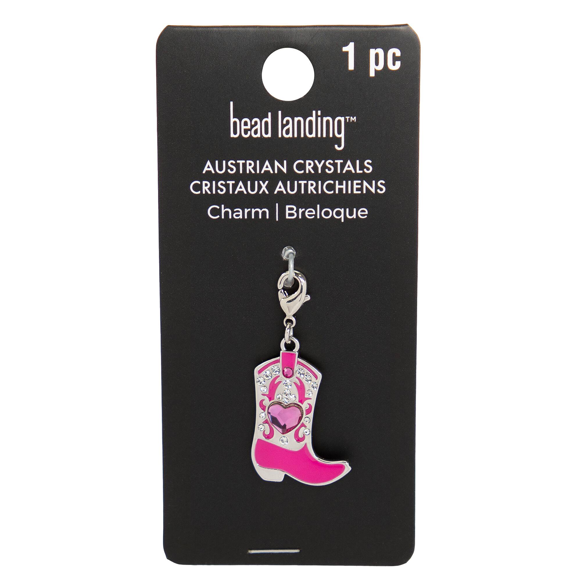 Pink Cowgirl Boot Austrian Crystal Charm by Bead Landing™