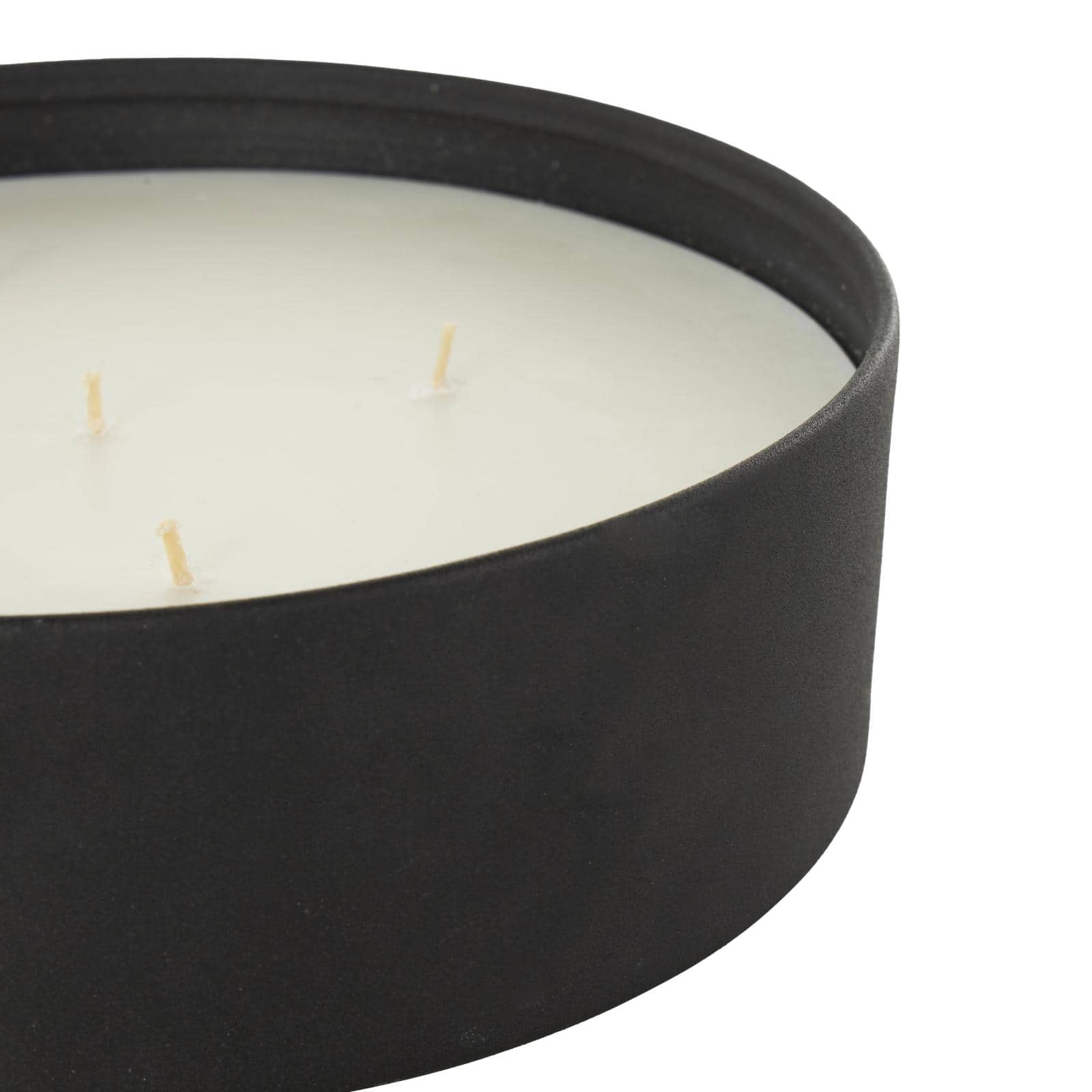 Ivory and Iris 59oz. Black 5 Wick Creamy Vanilla Swirl Scented Textured Metal Candle with White Wax