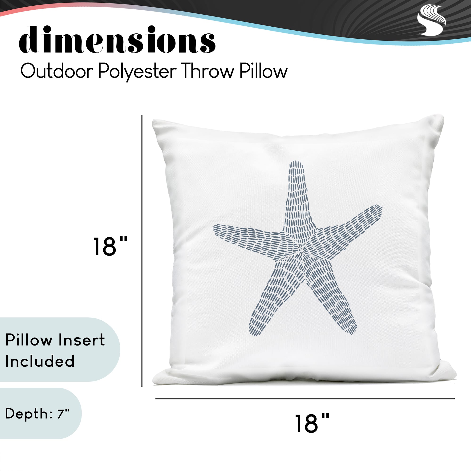Stupell Industries 18" x 18" White Minimal Starfish Printed Outdoor Throw Pillow