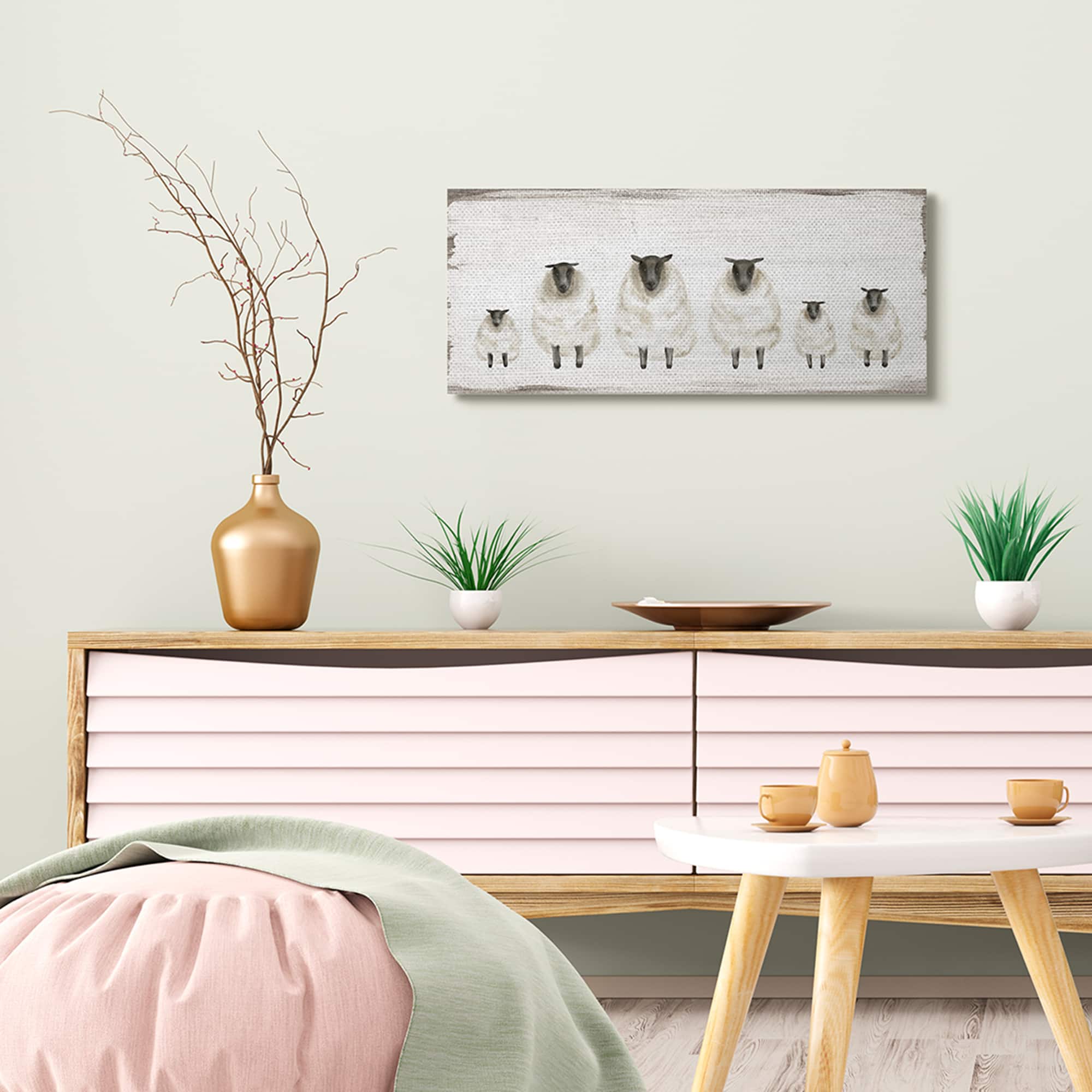 Stupell Industries Fluffy Farm Sheep Herd Rustic Country Animals Canvas Wall Art