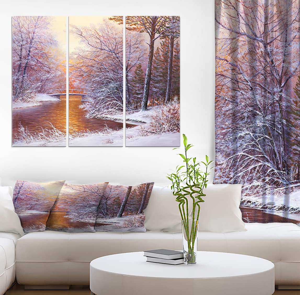 Designart - Winter Landscape with River