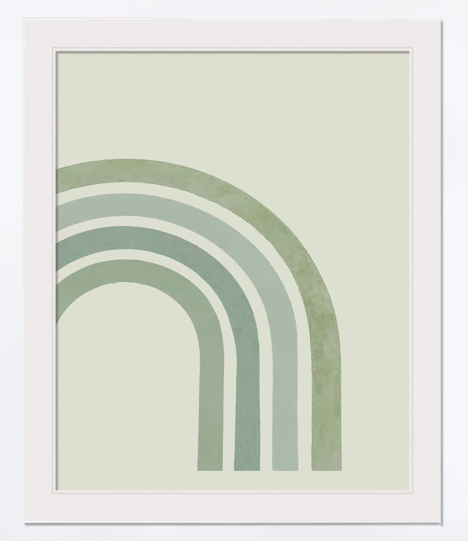 Green Rainbow 16" x 20" White Framed Print Under Plexiglass