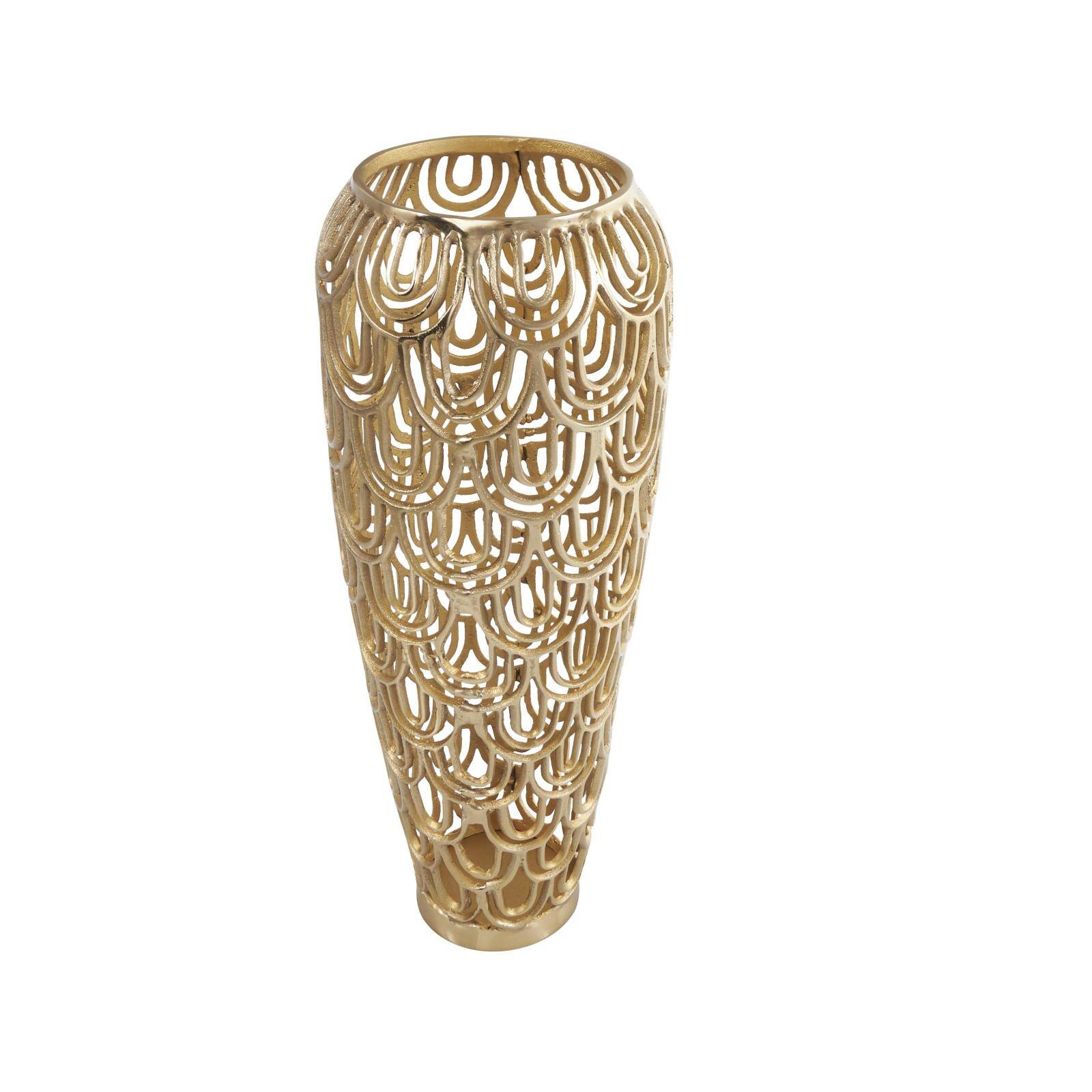 25" Gold Aluminum Metal Arched Vase