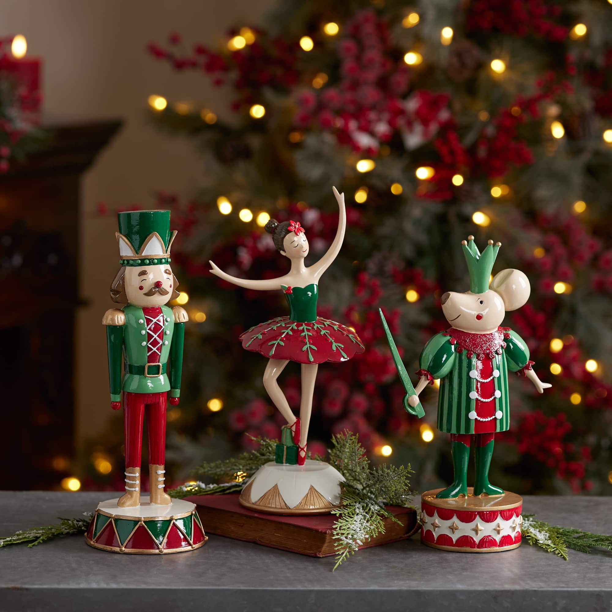 Melrose Nutcracker Soldier, Mouse & Ballerina Figurines Set