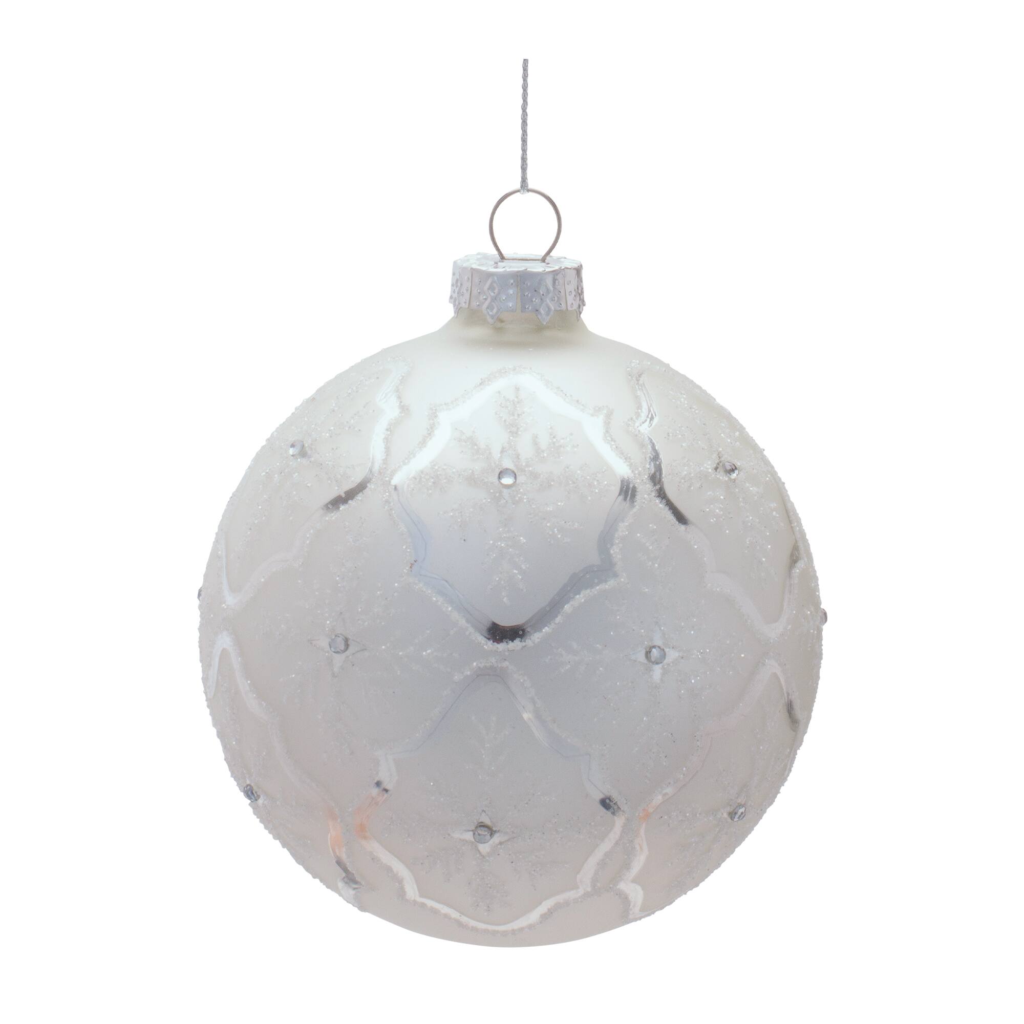 Melrose 4" Glass Ball Ornaments with Snowflake, 6ct.