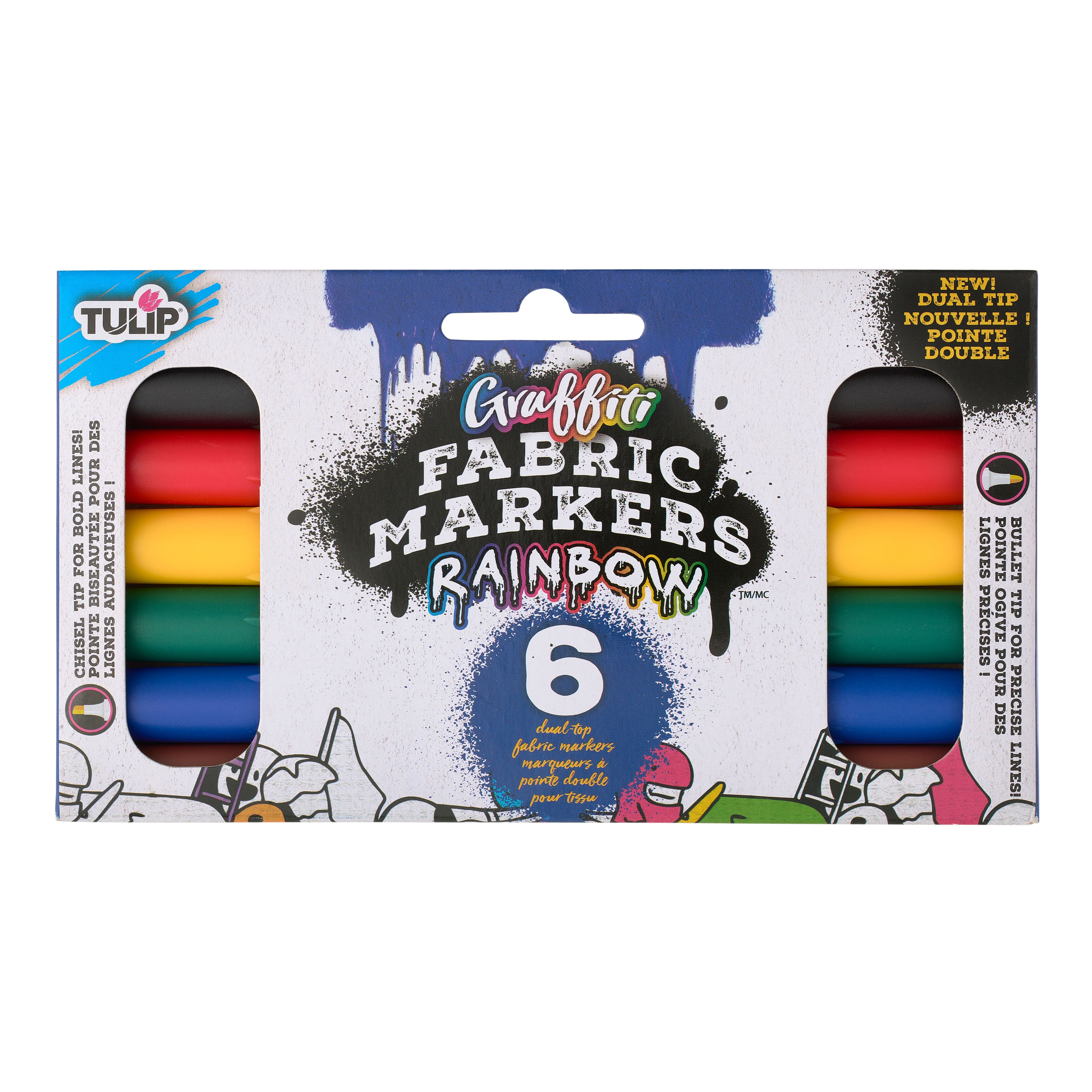 12 Packs: 6 ct. (72 total) Tulip® Graffiti Fabric Markers™ Rainbow