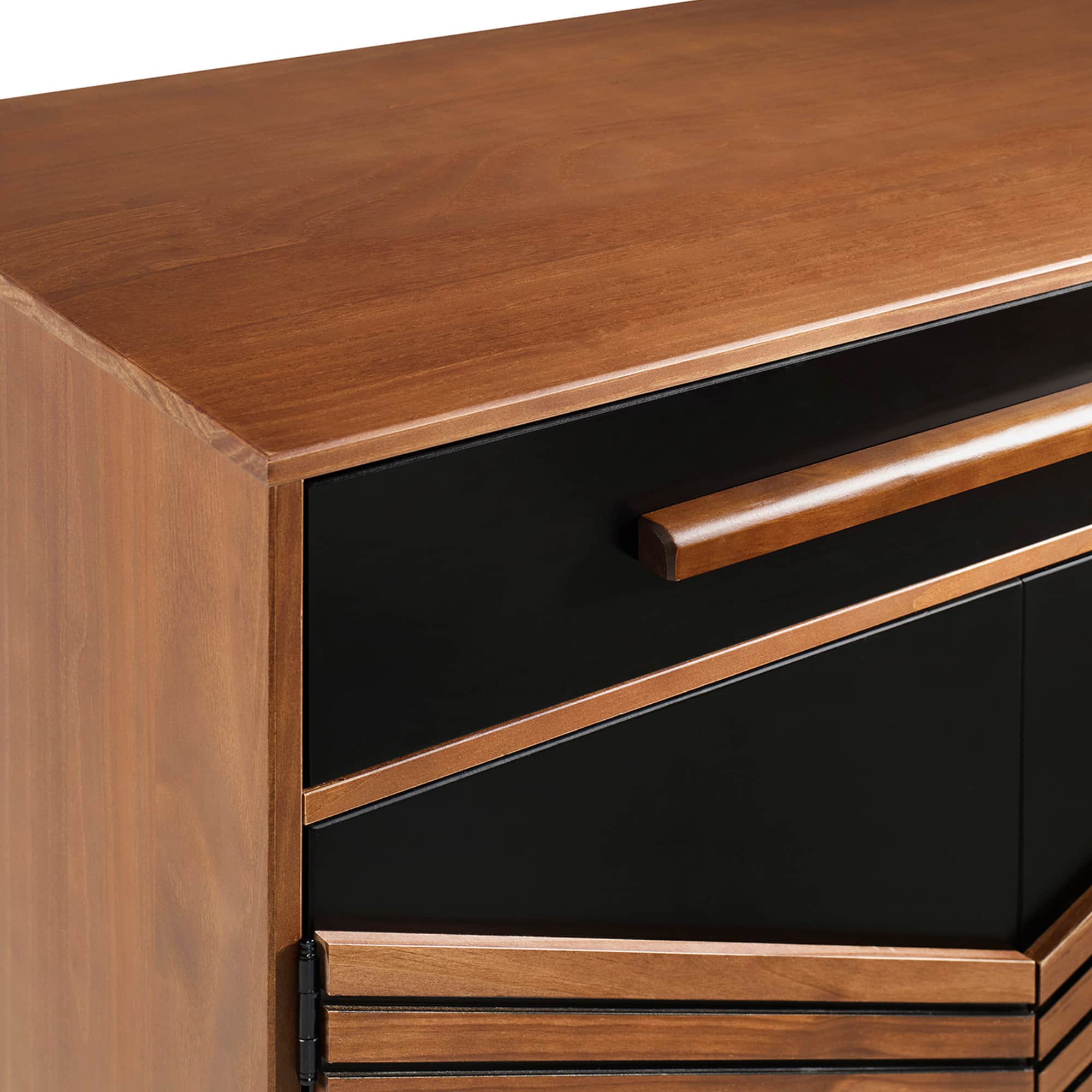 Walker Edison 32" Black & Brown Chevron Wood Detail Accent Cabinet