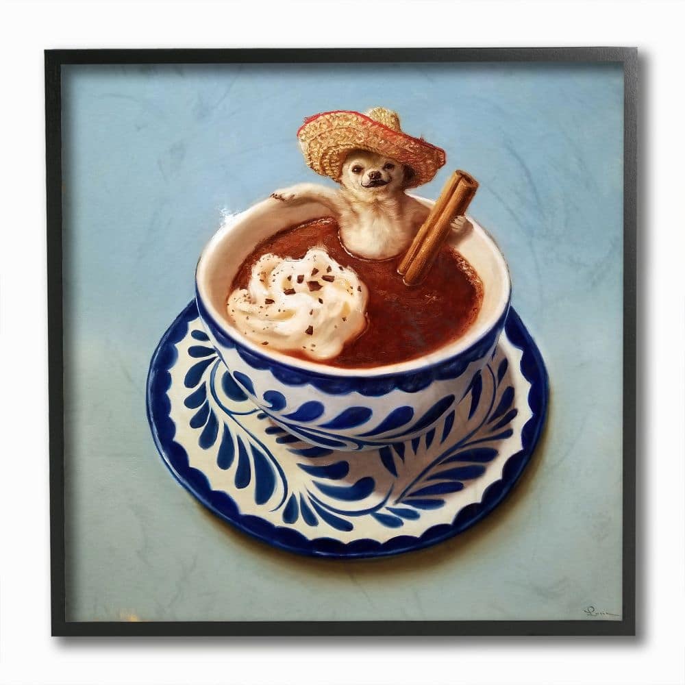 Stupell Industries Chihuahua Hot Chocolate Pet Animal Humor Café,12" x 12"
