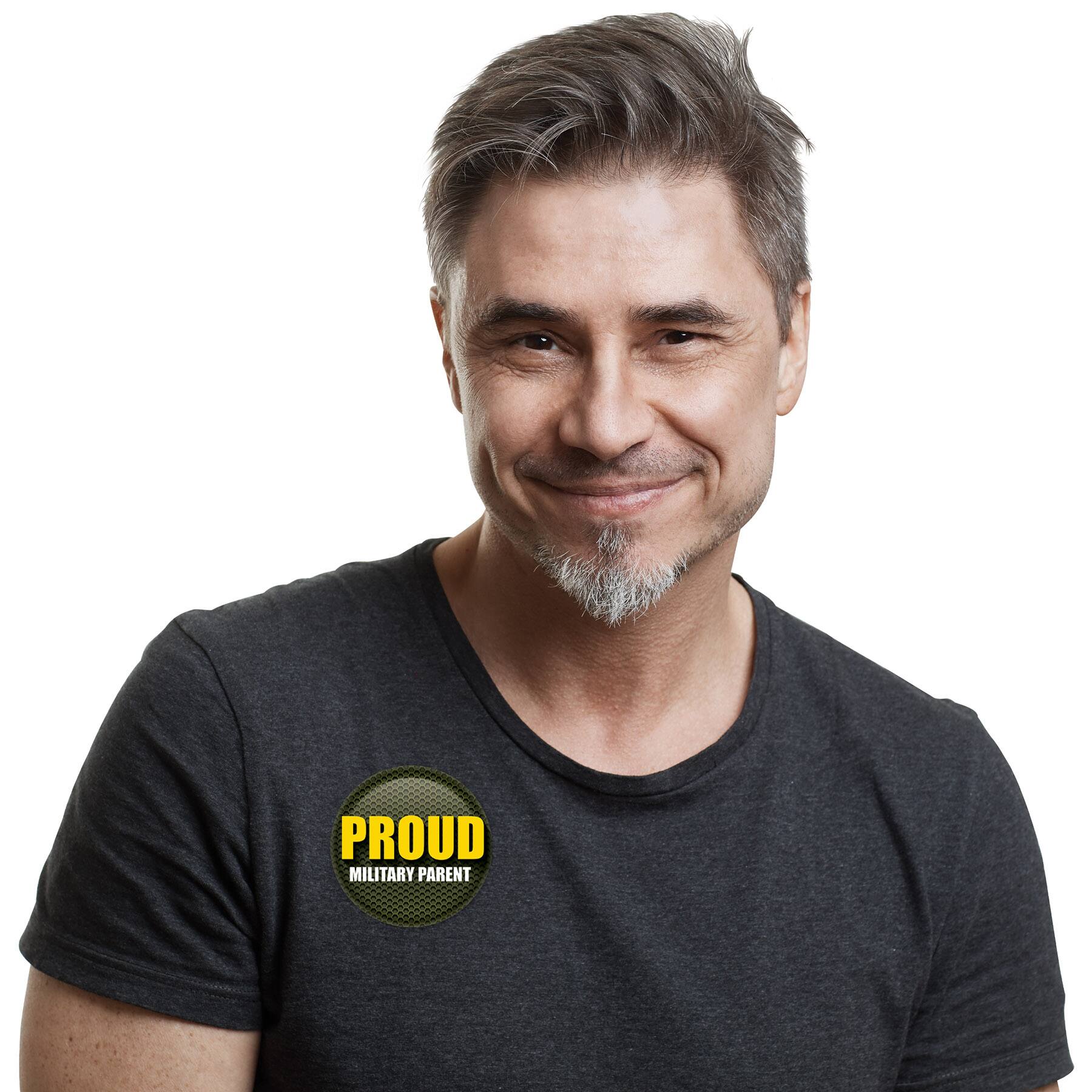 2" Green & Yellow Proud Military Parent Buttons, 6ct.