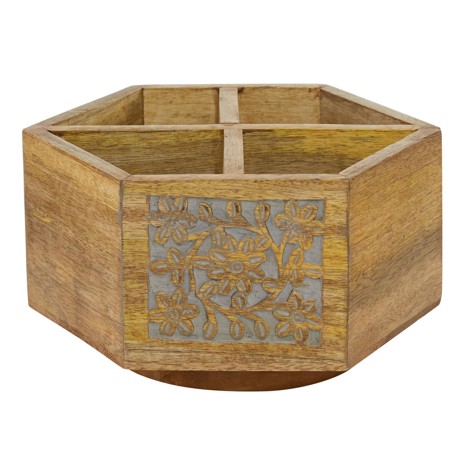 10" Natural Brown Wood Rustic Lazy Susan Caddy