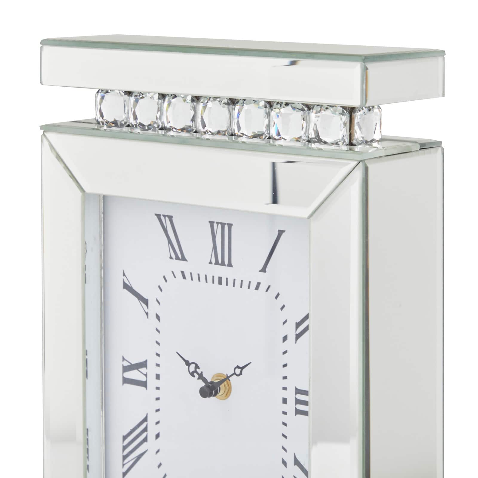 Silver MDF Glam Clock, 14" x 8" x 3"
