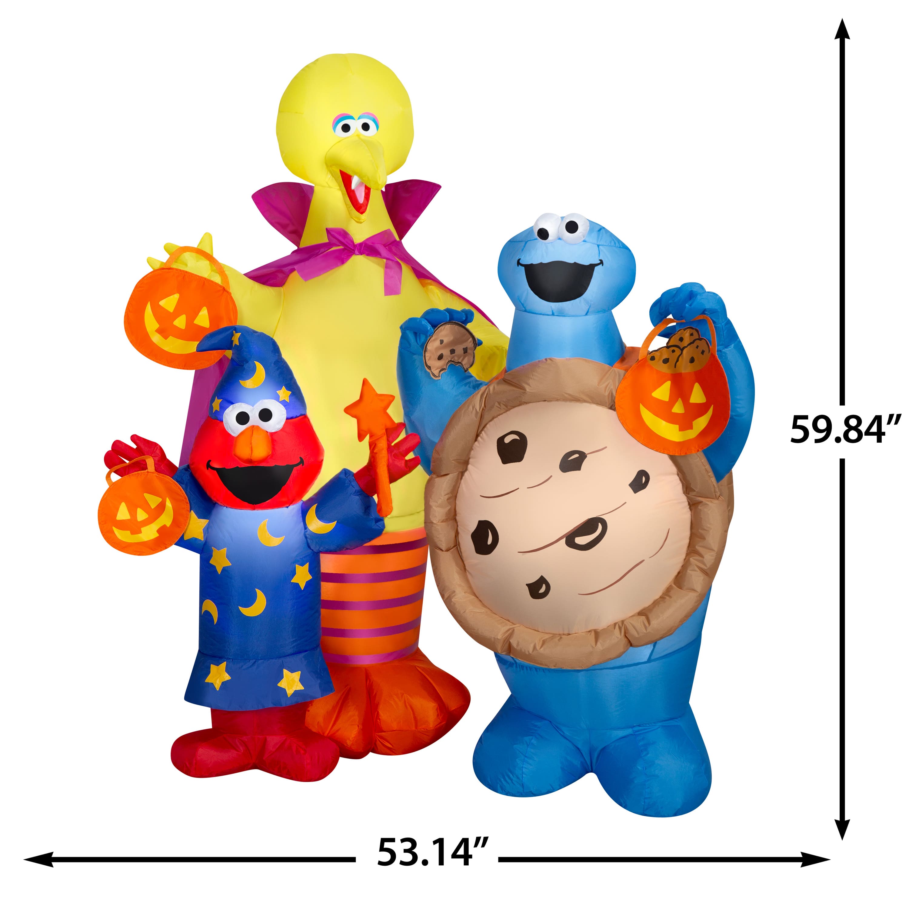 5ft. Ariblown® Inflatable Sesame Street Halloween Scene with Elmo, Big Bird & Cookie Monster Lighted Décor