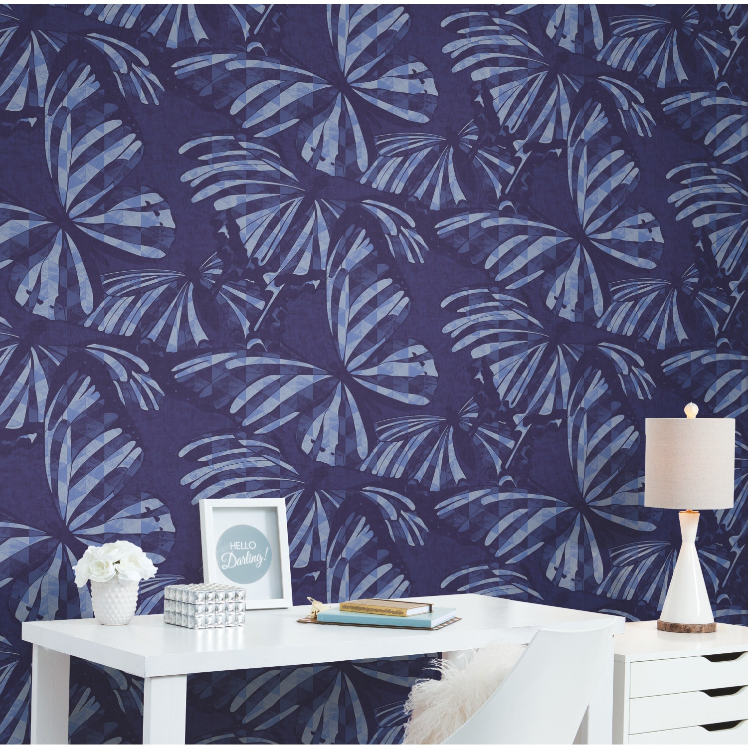 RoomMates Mr. Kate Blue Butterfly Peel & Stick Wallpaper