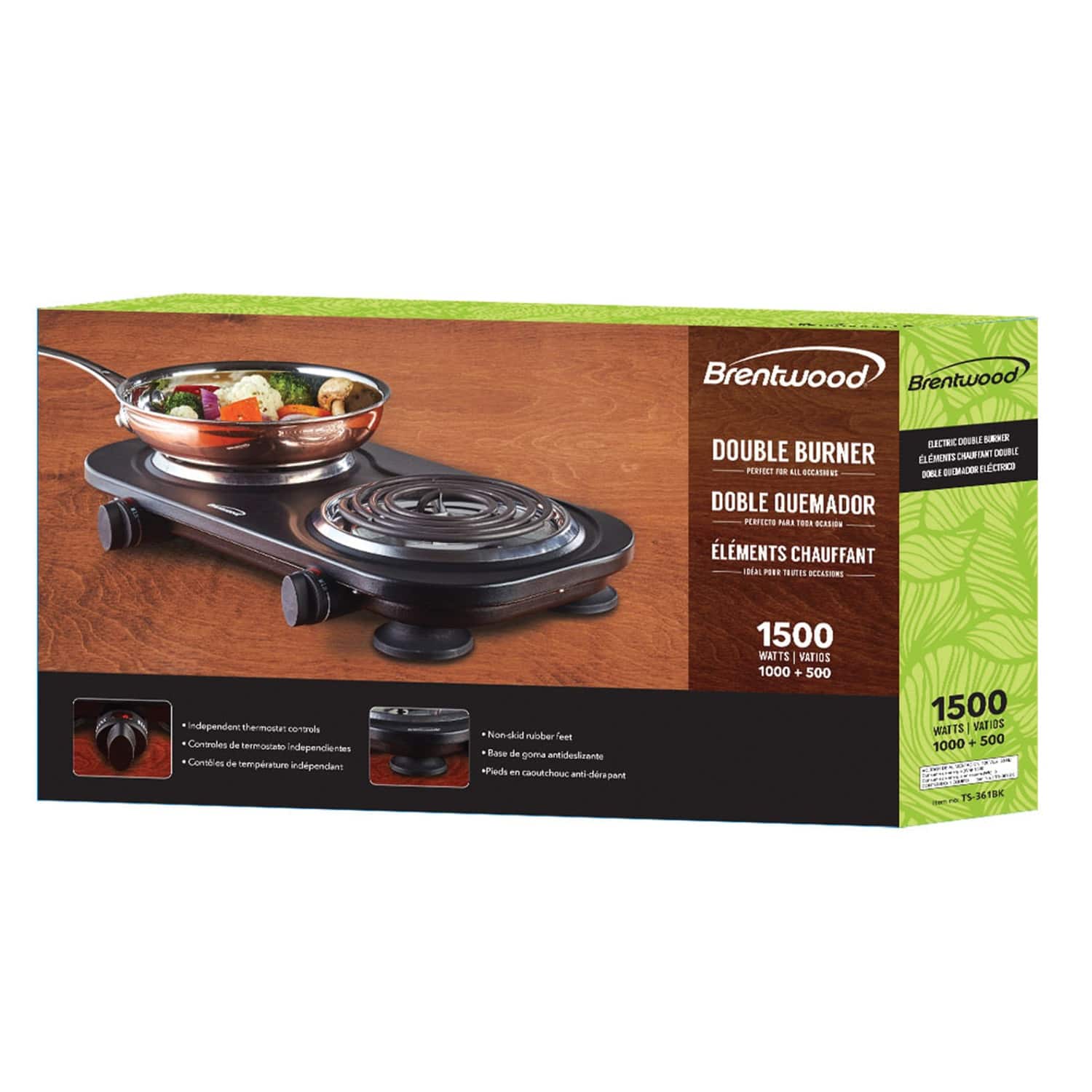 Brentwood Black 1,500 Watt Double Electric Burner