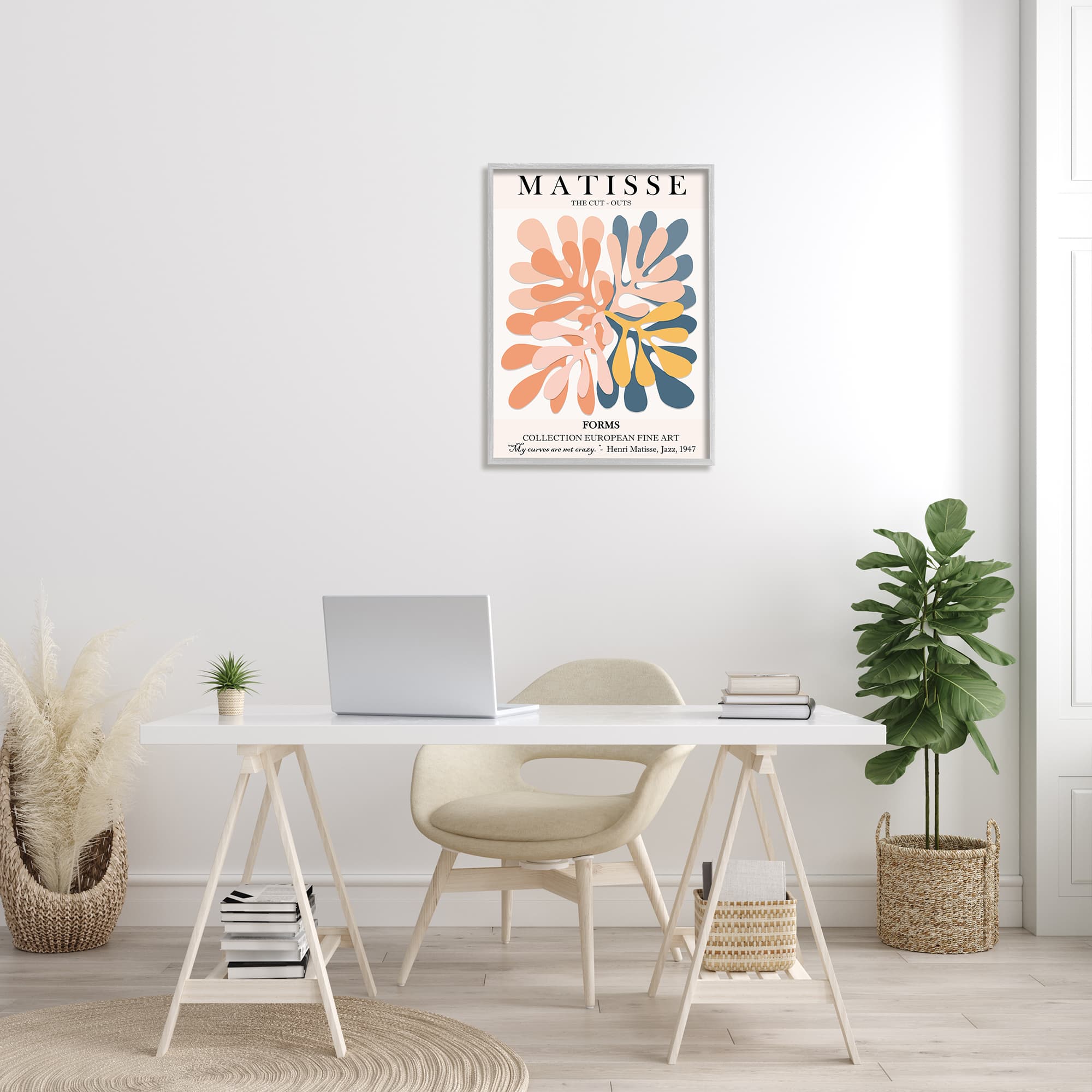Stupell Industries Classical Matisse Painting Cut Out Forms Traditional Abstract in Frame Wall Art