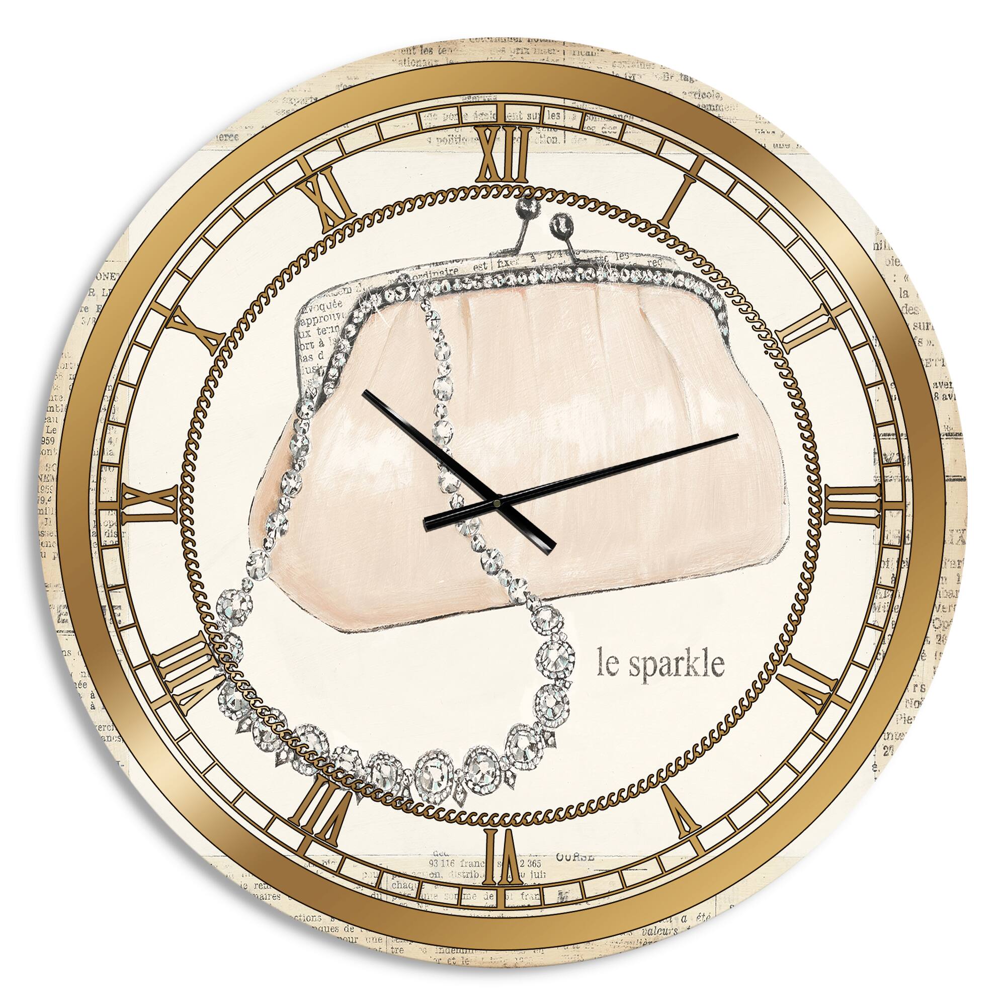 Designart Glamorous Sparkle Purse I Glam Wall Clock
