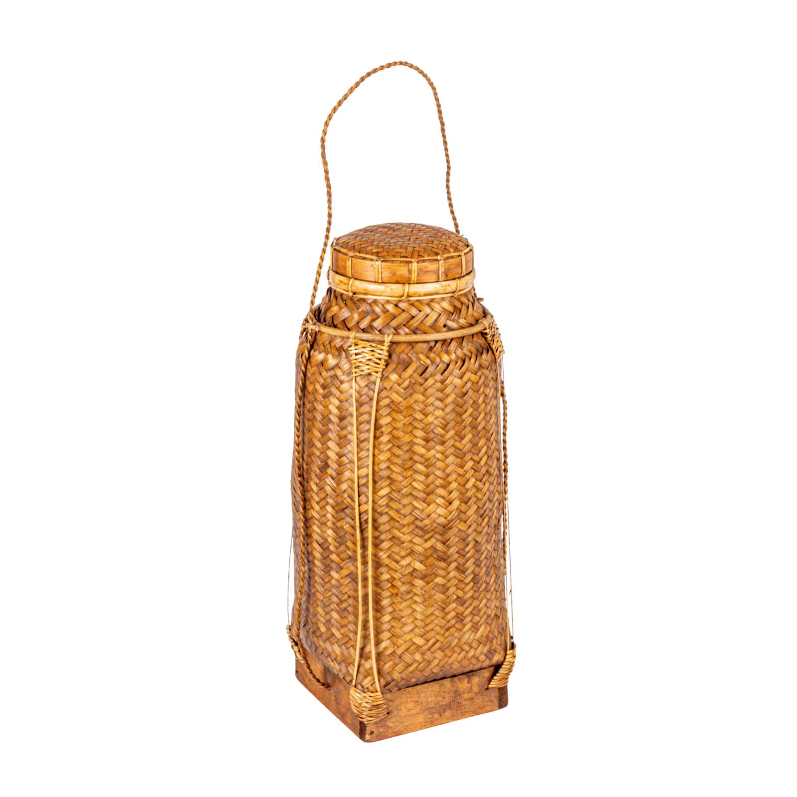 Hello Honey® 19" Natural Artisanal Bamboo & Rattan Lidded Container
