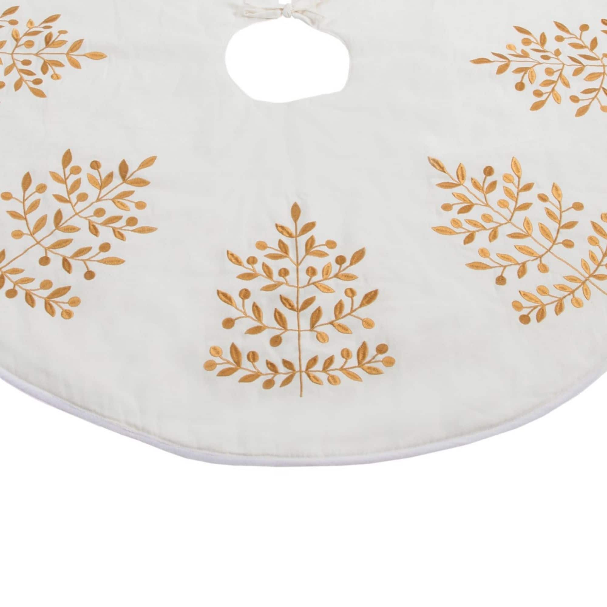 Melrose 48" White Metallic Leaf Christmas Tree Skirt