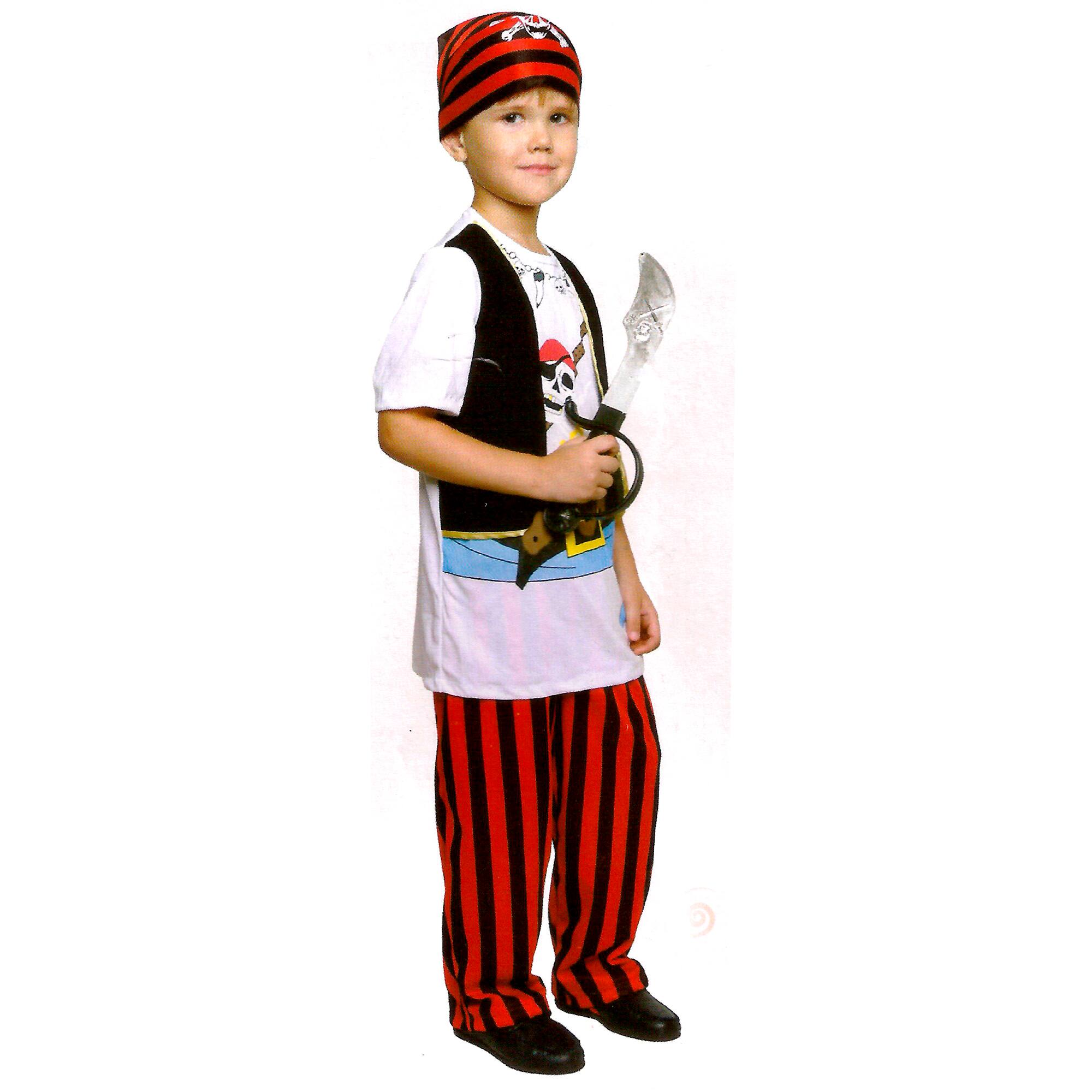 Large White & Red Pirate Boy's Costume