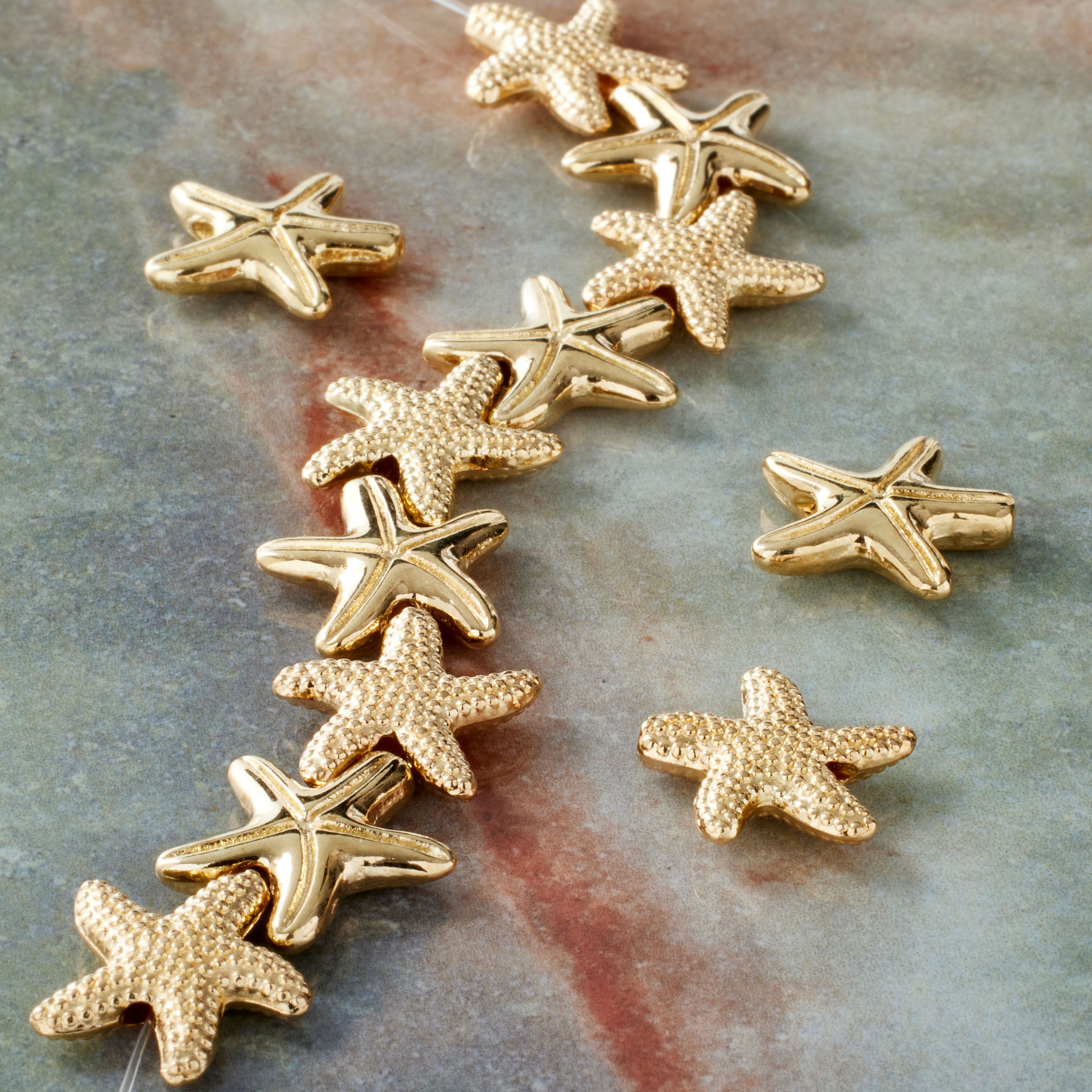 Gold Metal Starfish Beads, 14mm by Bead Landing™