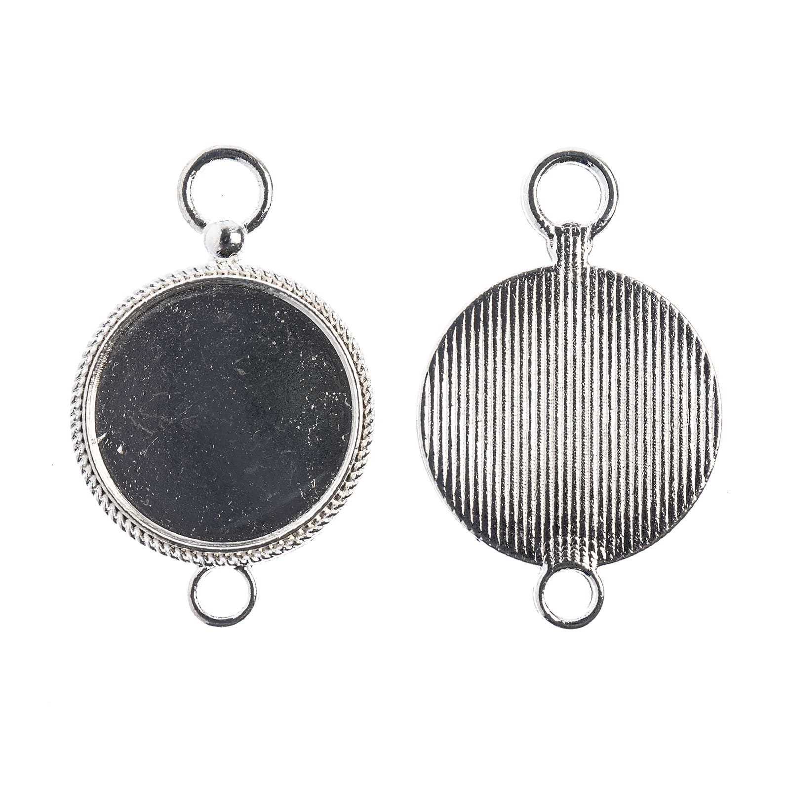 John Bead 23mm Silver Round Pendant Frames, 3ct.