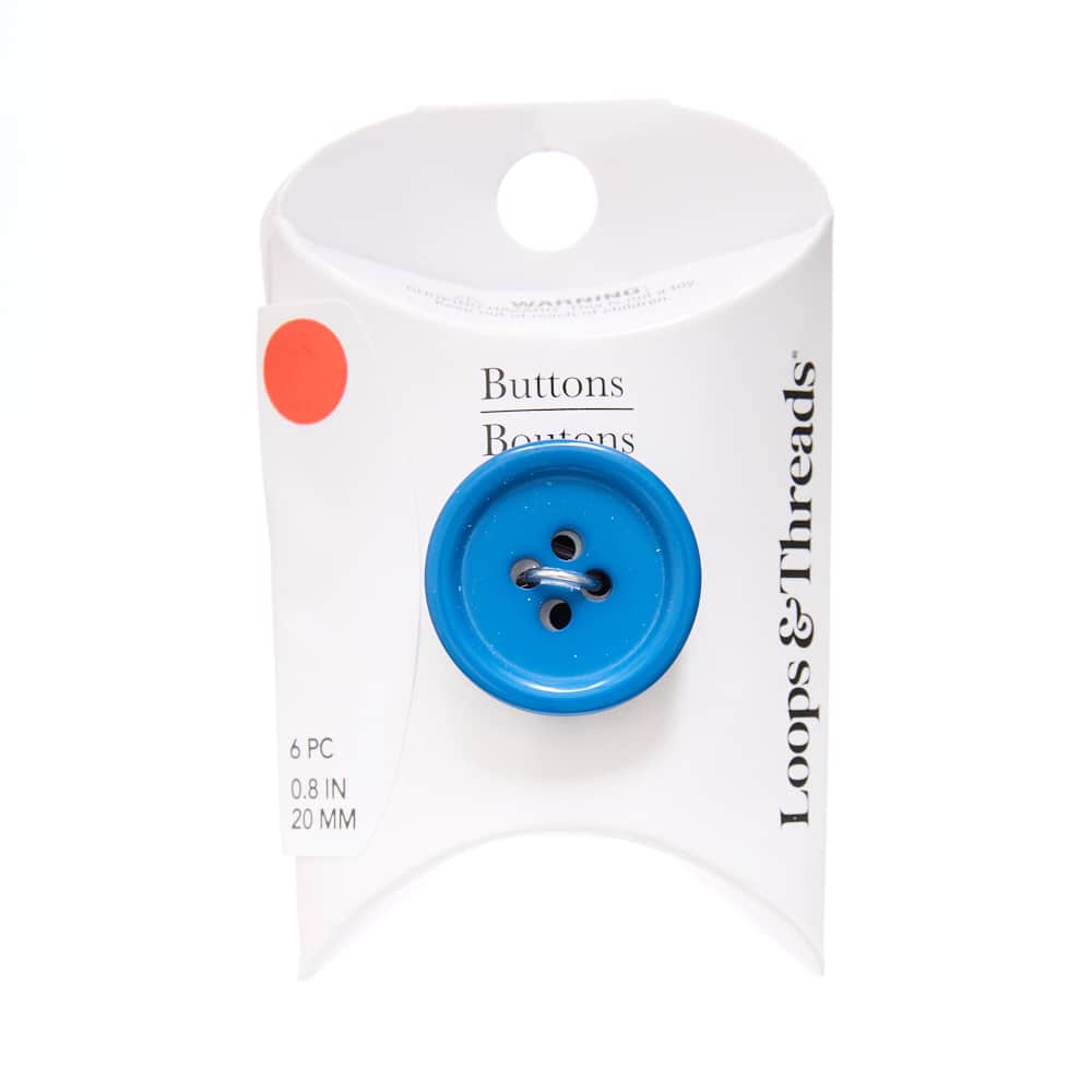20mm Medium Blue Round Basic Suit Buttons, 6ct. by Loops & Threads®