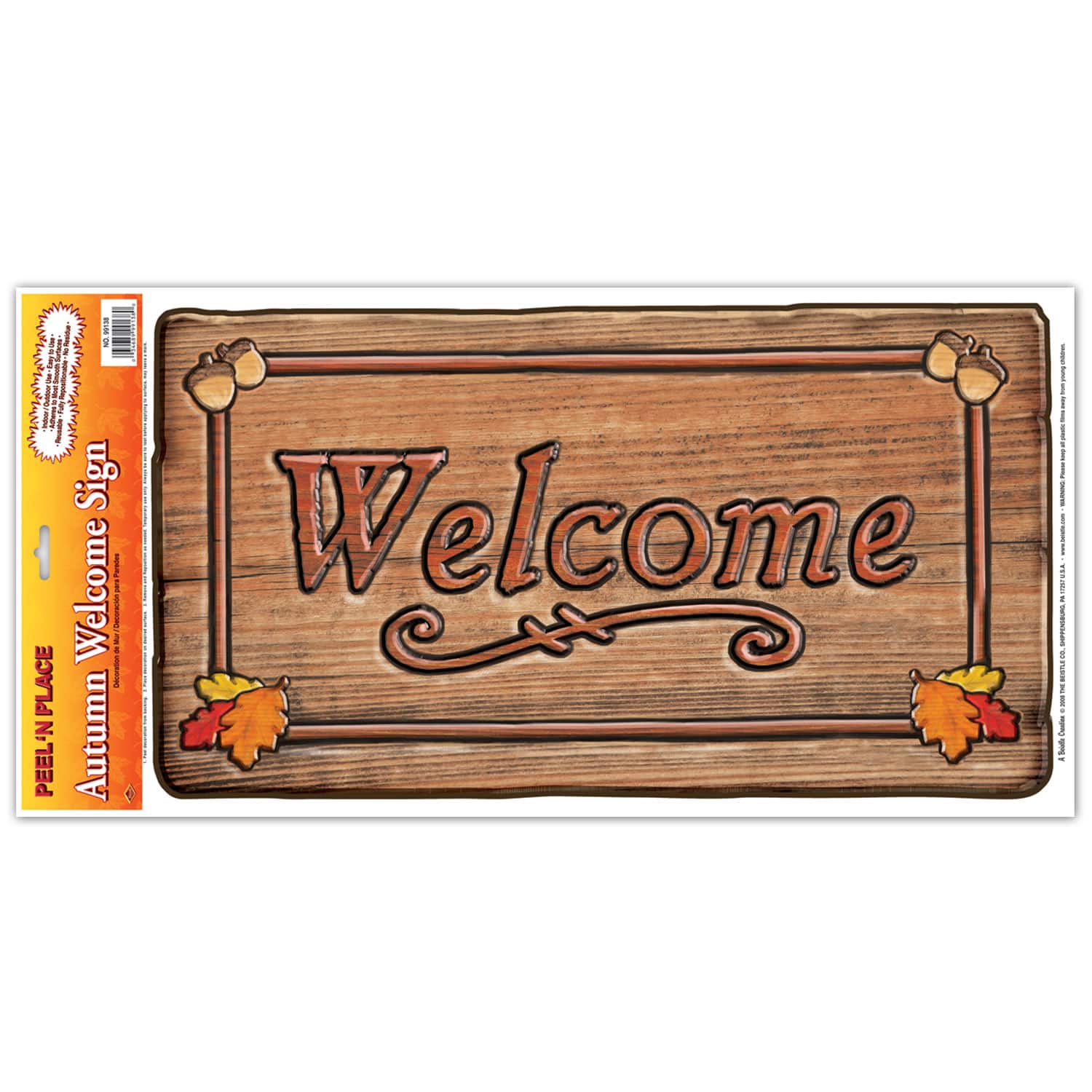 Beistle 12" x 24" Peel 'N Place Autumn Welcome Sign, 2ct.