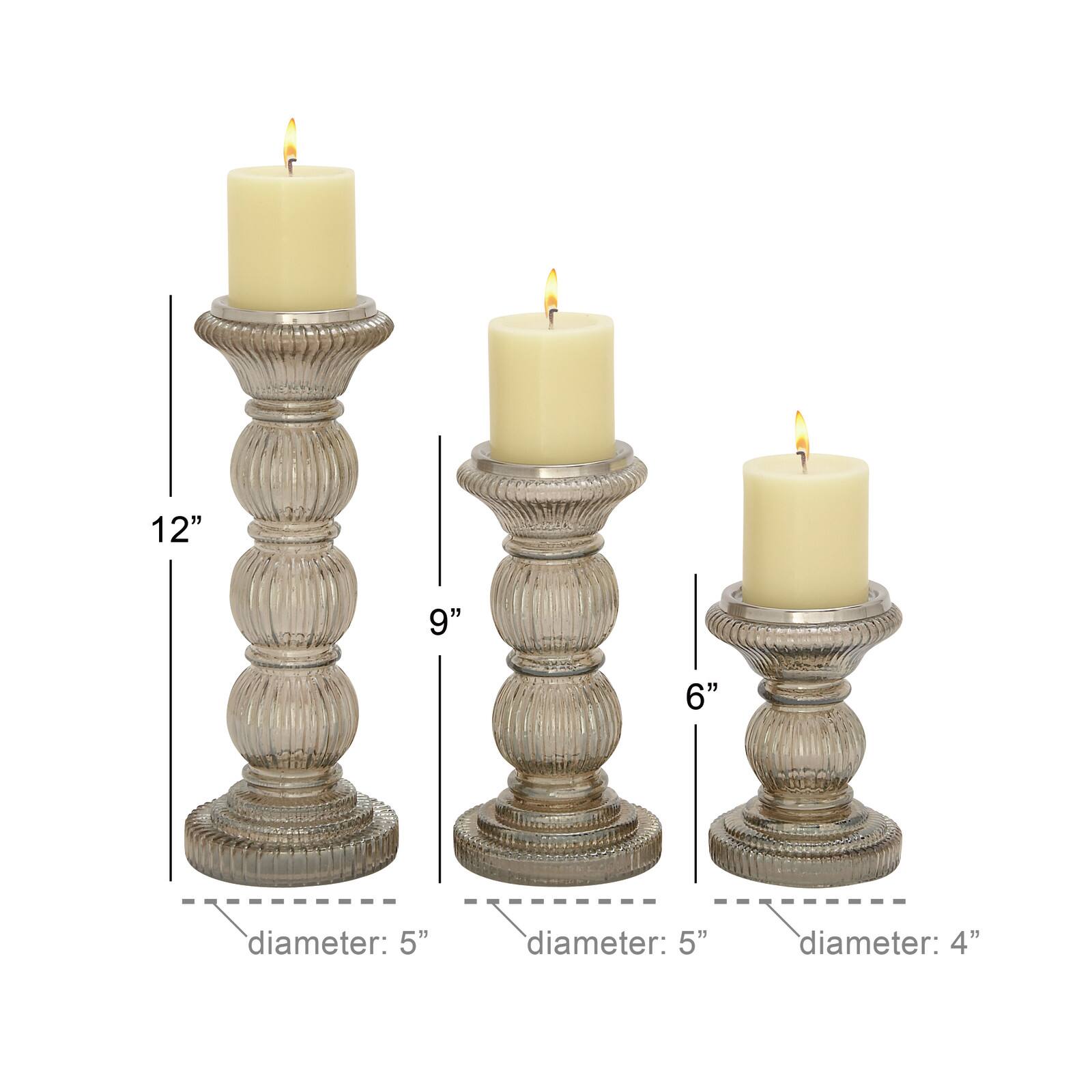 Clear Glass Traditional Candle Holder Set