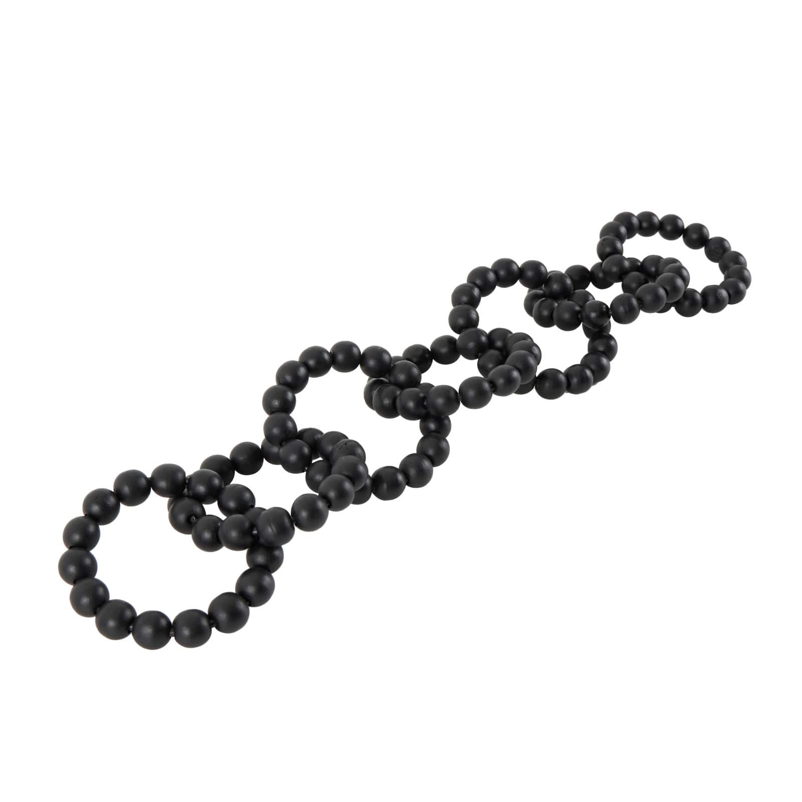 20" Black Wood Chain Beaded 8 Link Sculpture