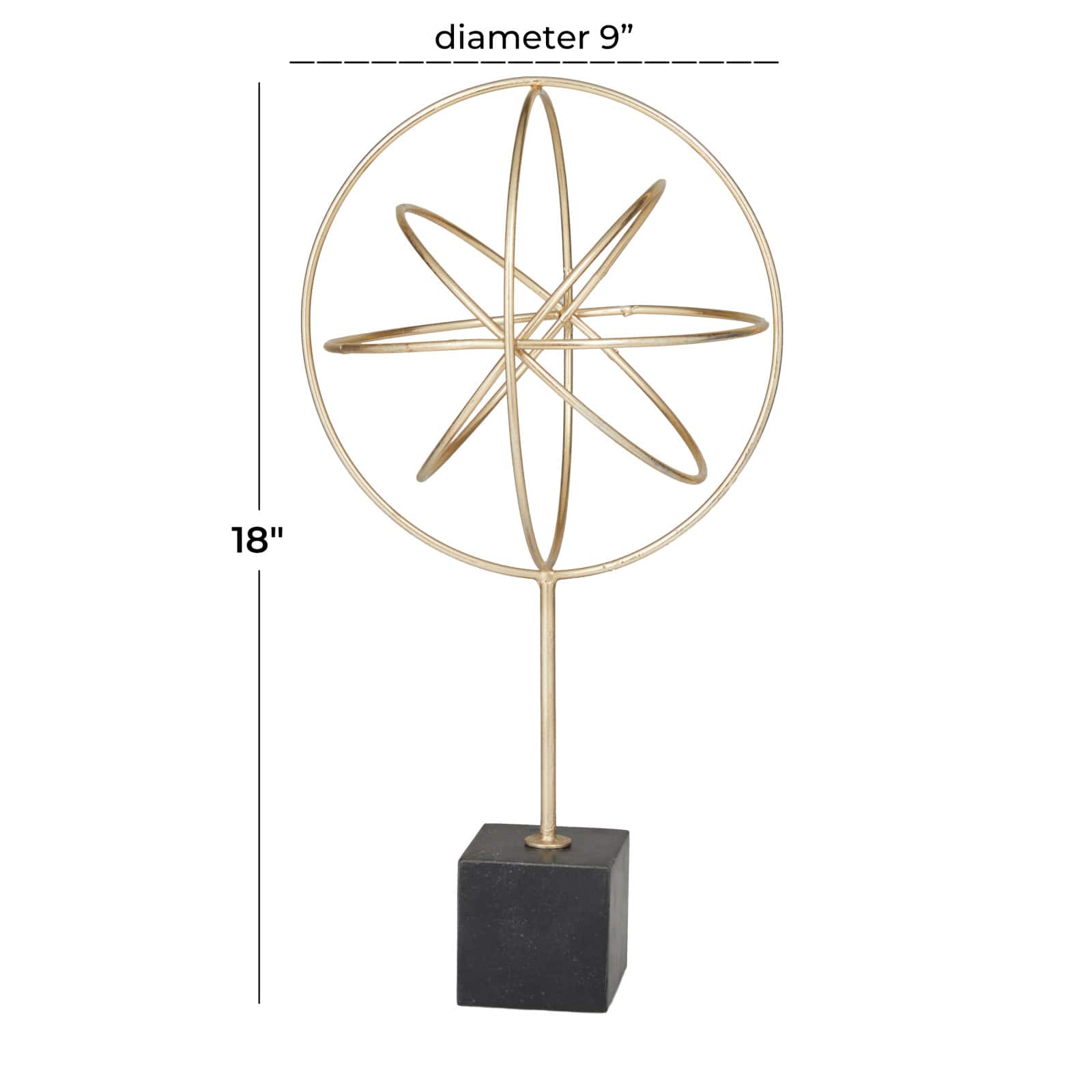CosmoLiving by Cosmopolitan Gold Marble Contemporary Sculpture, 18" x 9" x 9"
