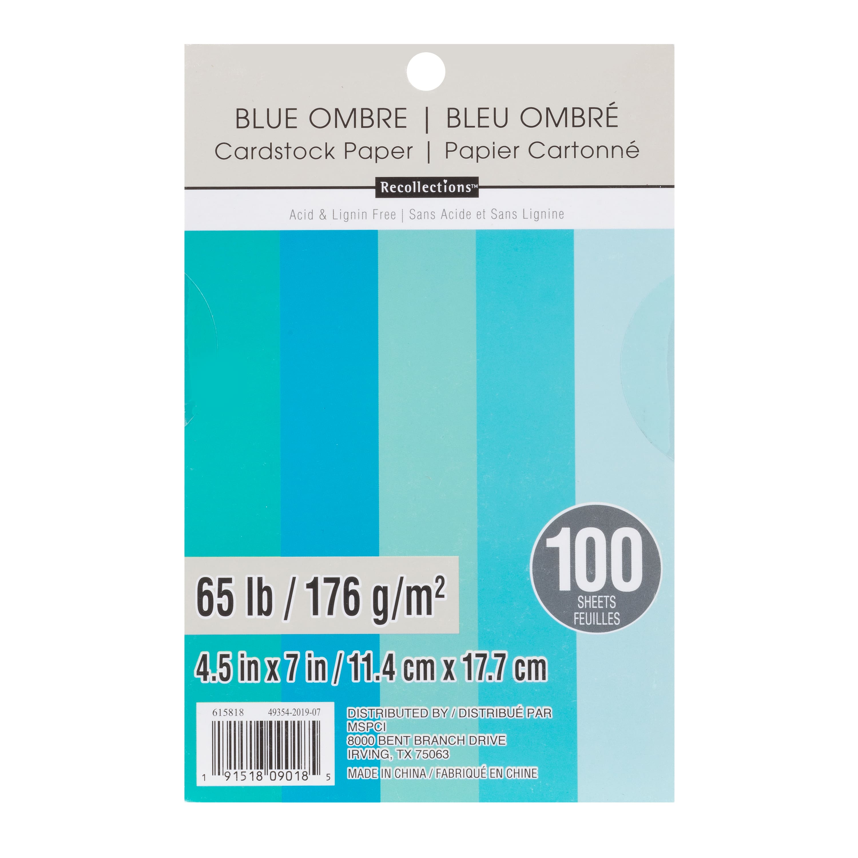 12 Packs: 100 ct. (1,200 total) Blue Ombre 4.5" x 7" Cardstock Paper by Recollections™