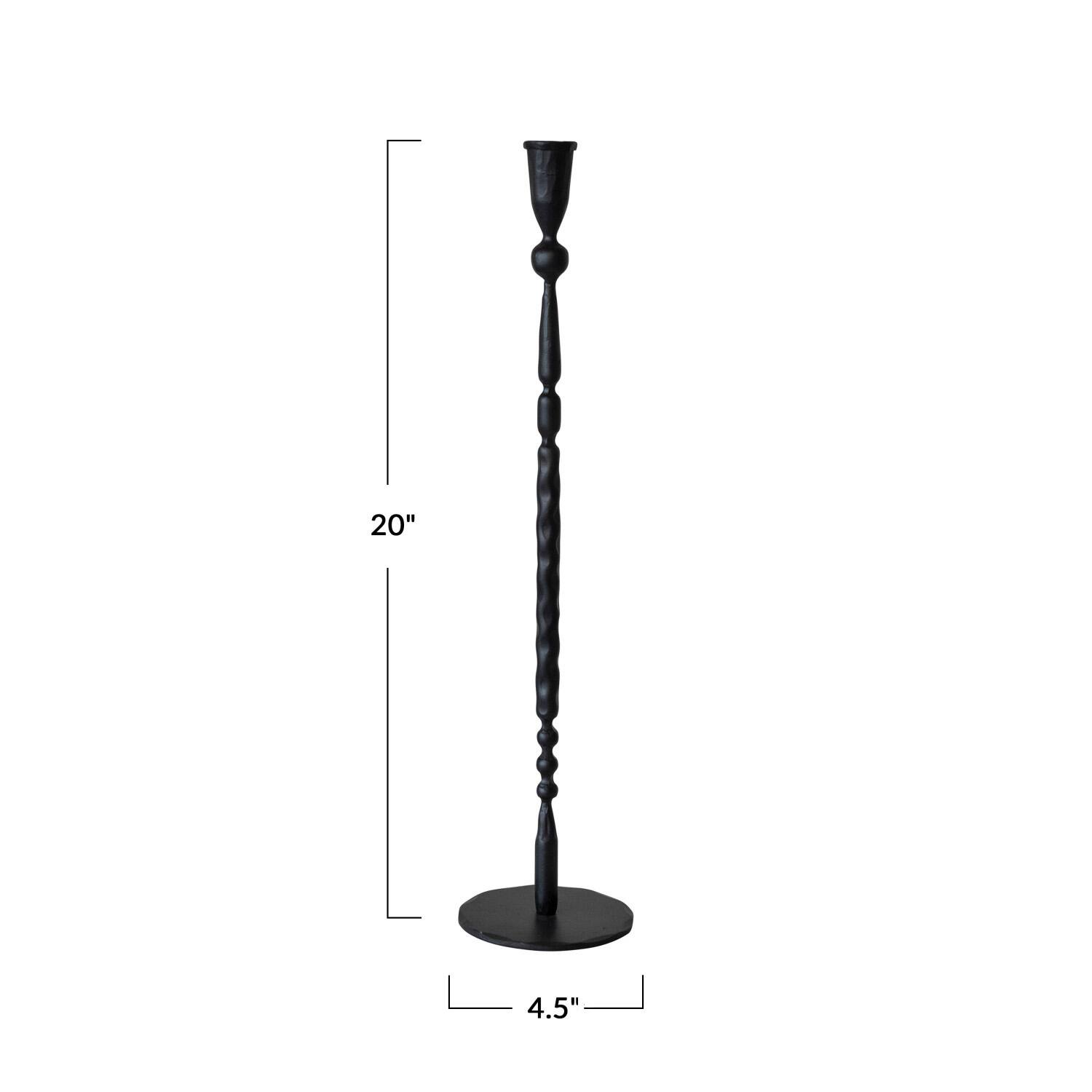 Hello Honey® Black Decorative Hand-Forged Metal Taper Candle Holder