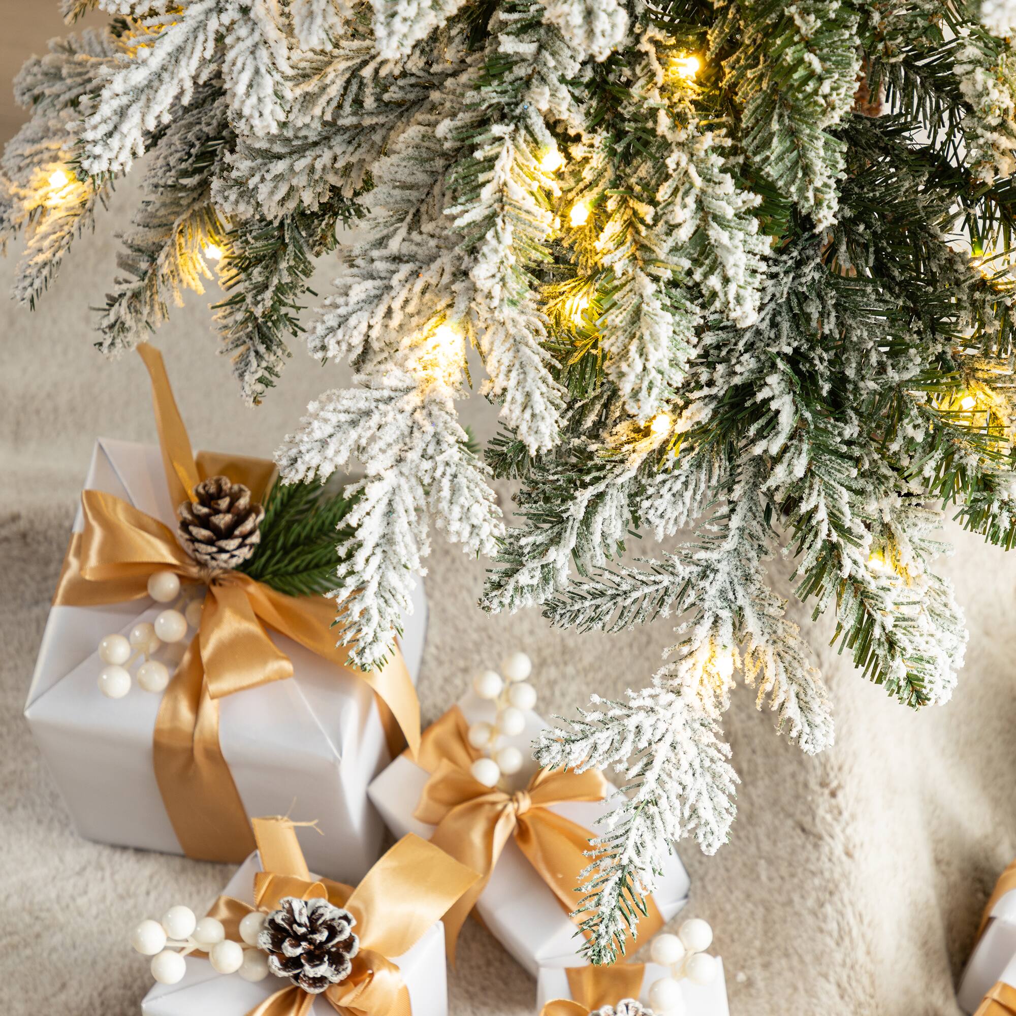 9ft. Pre-Lit Spruce Artificial Christmas Tree, Warm White LED Lights