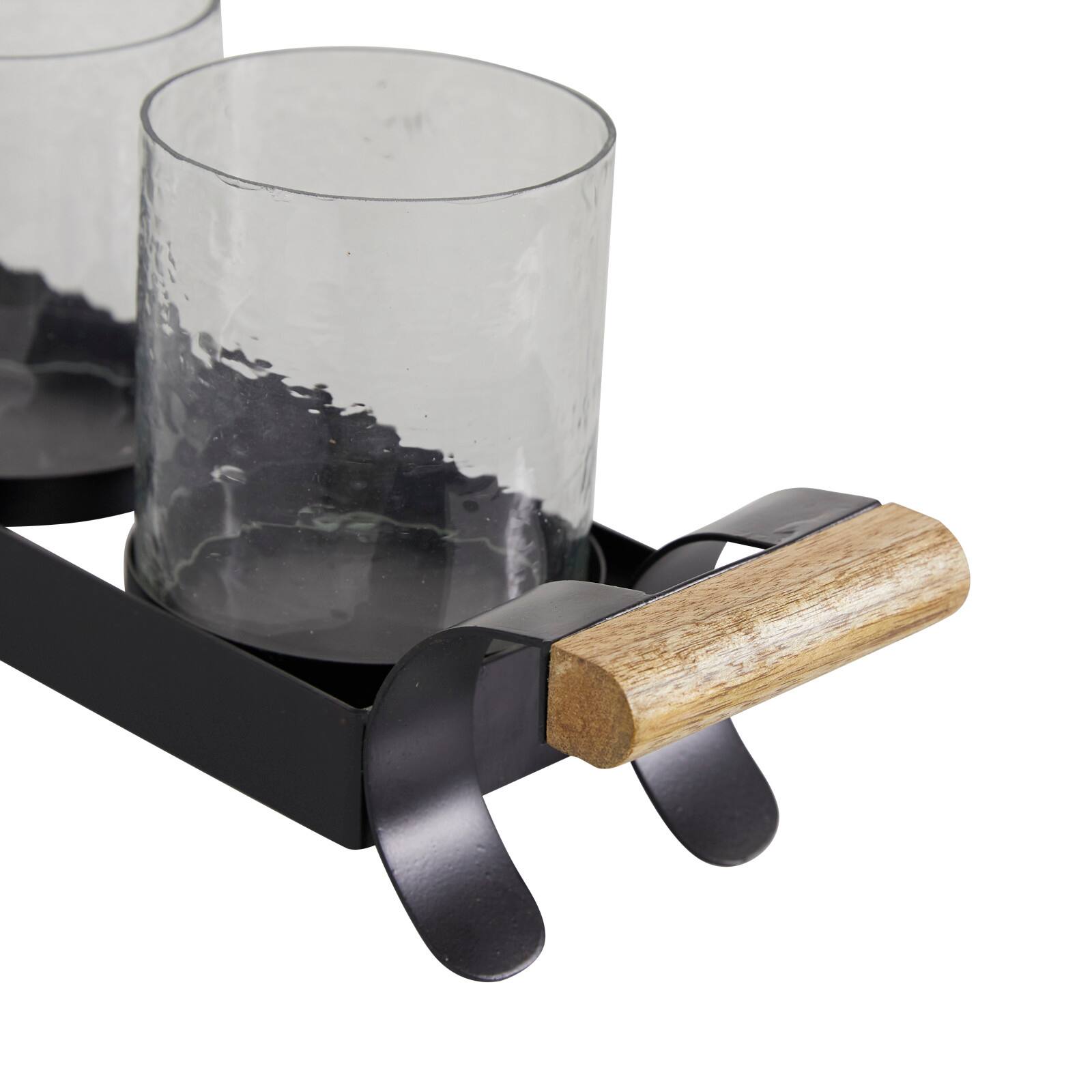 Set of 2 Black Metal Candle Holder, 12.75", 21.25"