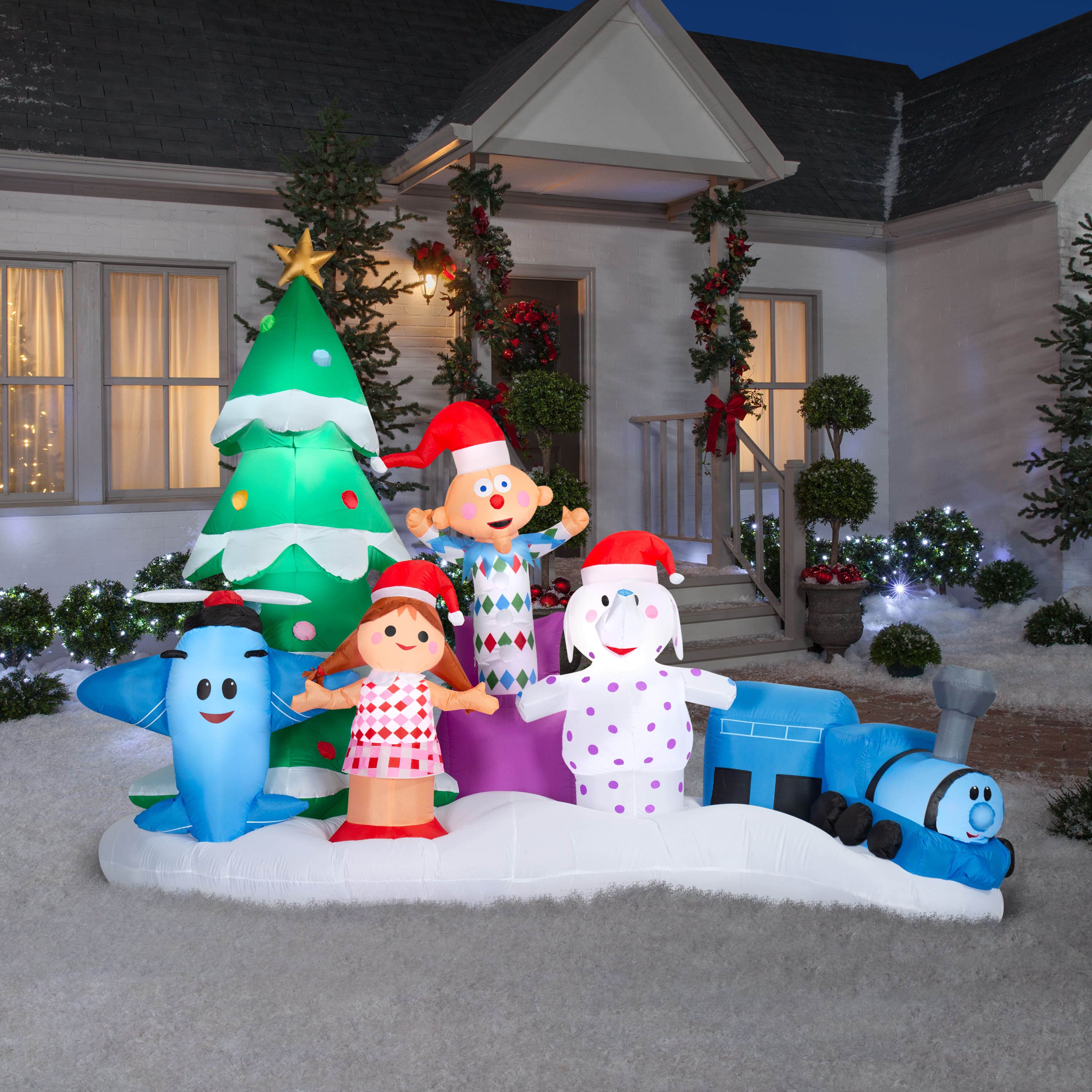 7ft. Airblown® Inflatable Rudolph Misfit Toys Scene with Christmas Lights Décor
