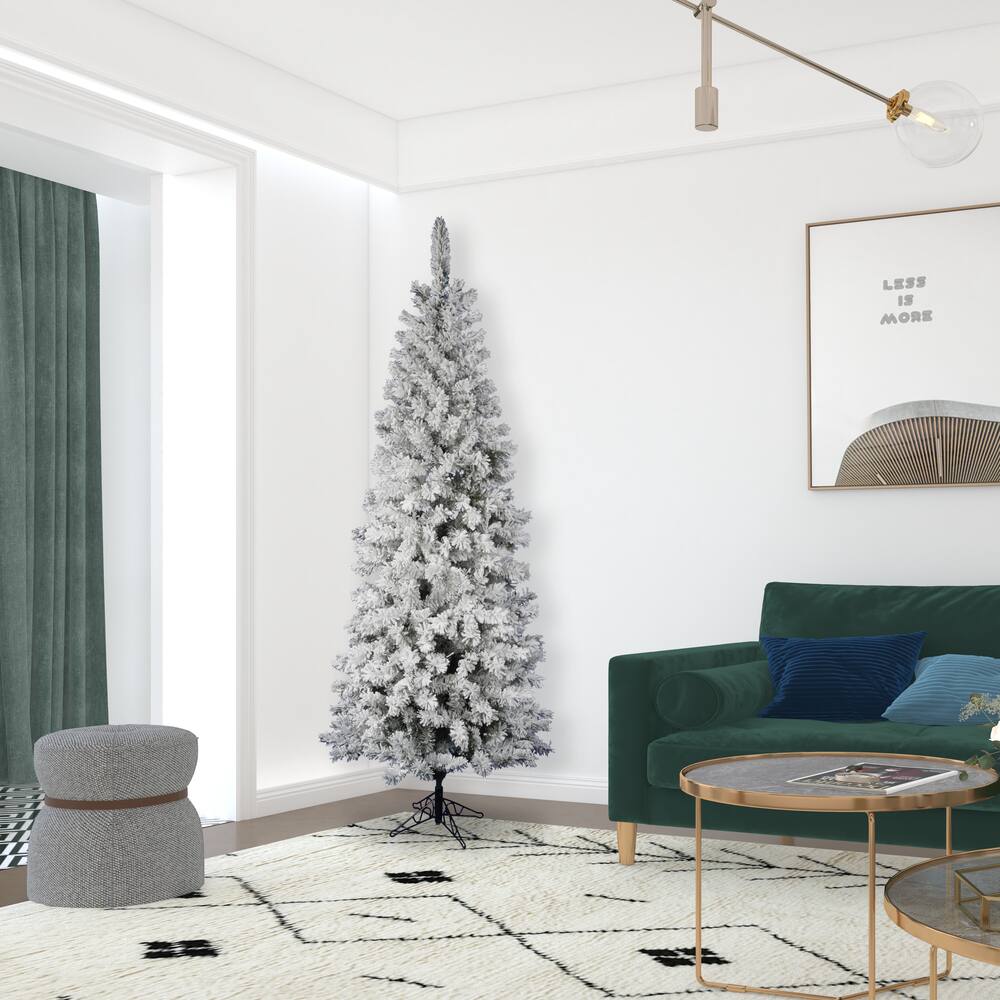 7.5ft. Unlit Flocked Pacific Pine Artificial Christmas Tree