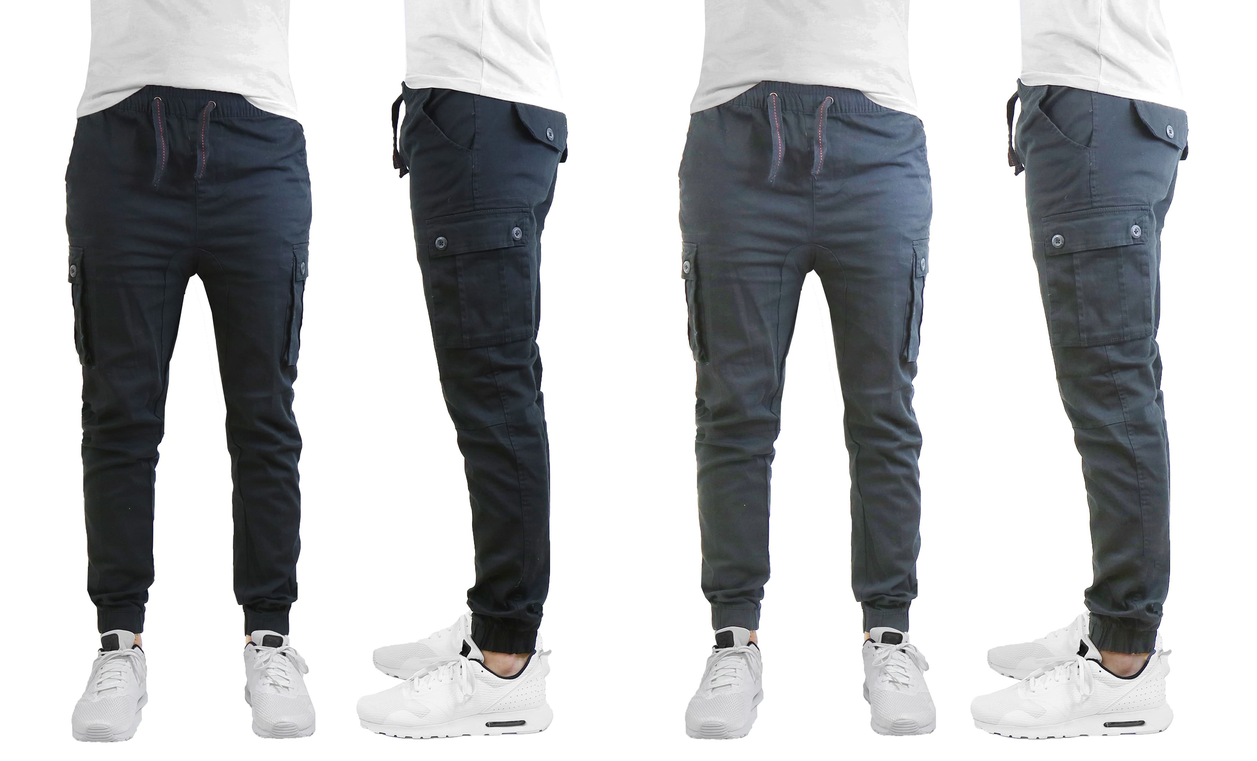 Galaxy by Harvic Slim Fit Cotton Stretch Twill Men's Cargo Joggers 2 Pack