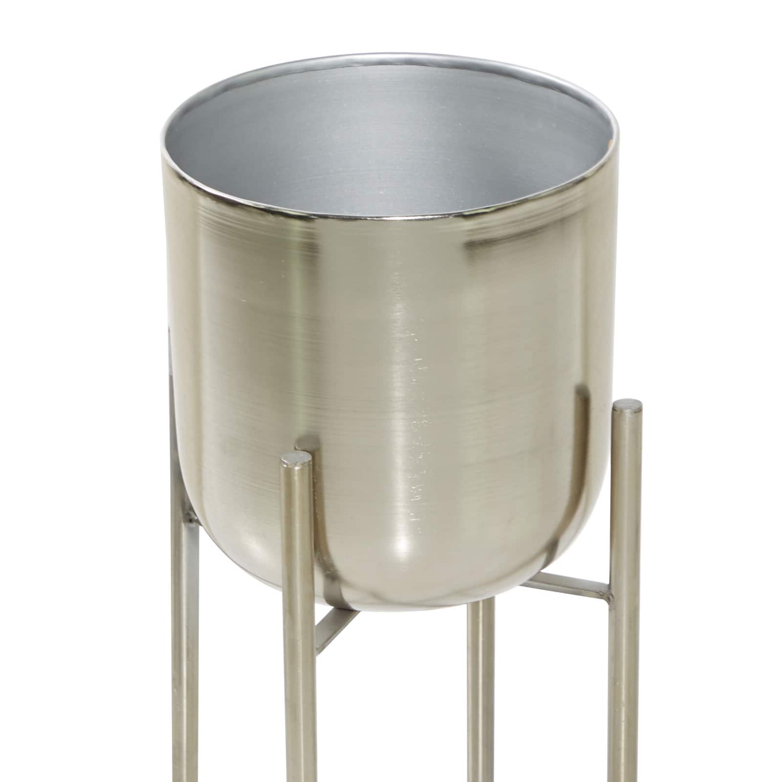 Silver Metal Glam Planter Set