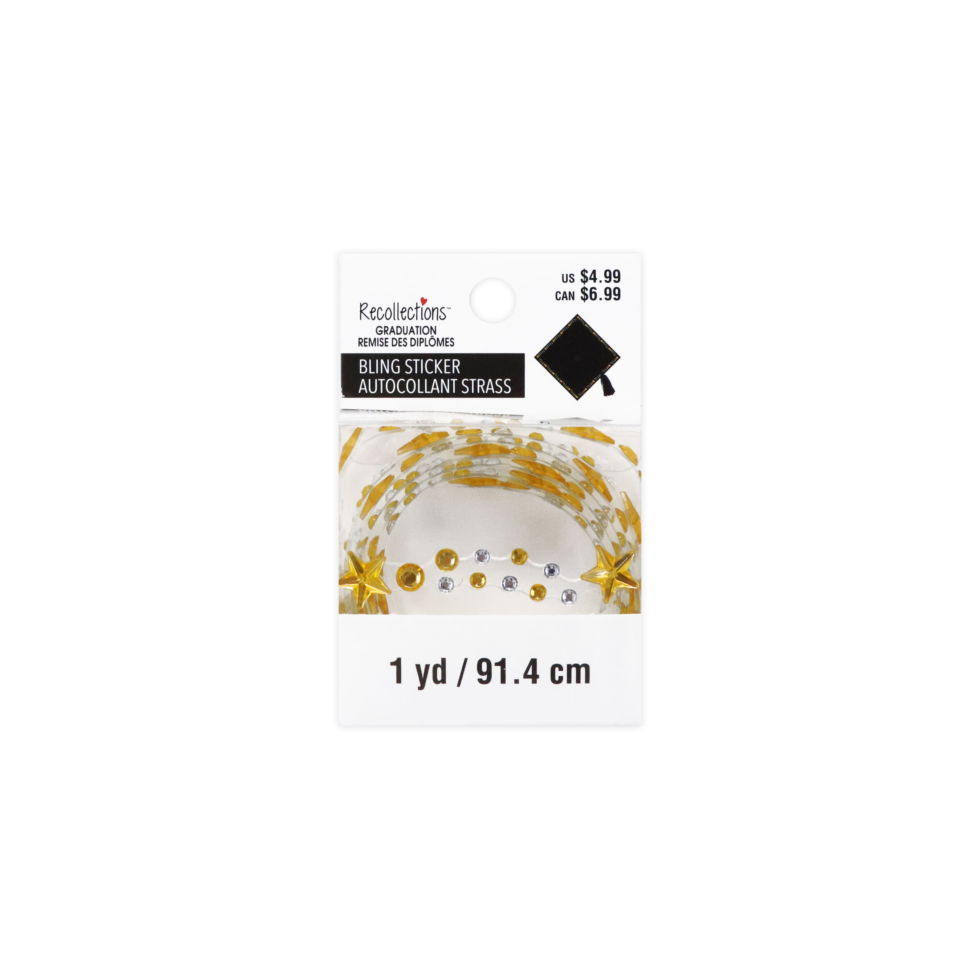 1yd. Gold & Silver Star Graduation Cap Bling Stickers by Recollections™