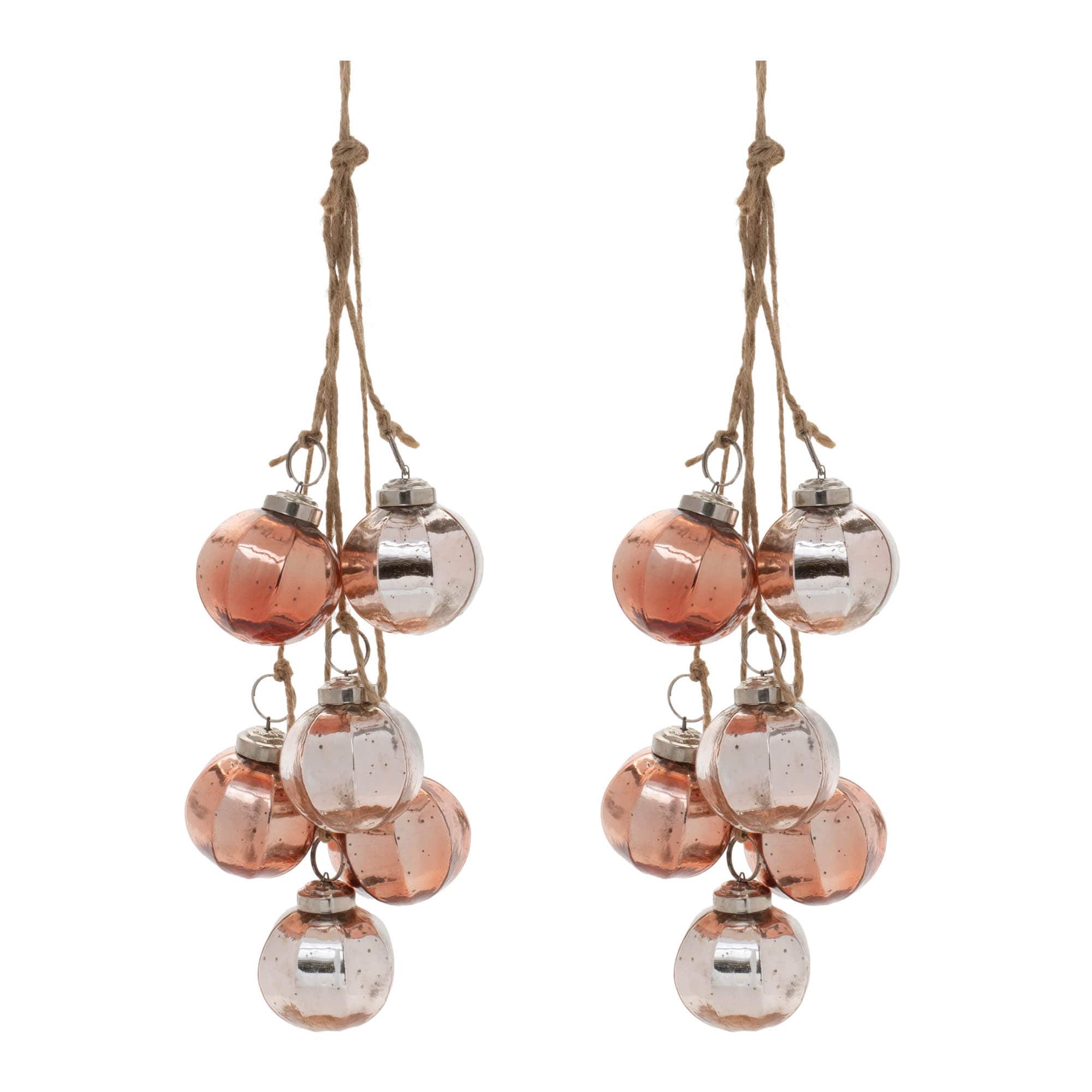 15.75" Rustic Mini Ball Ornament Clusters, 2ct.