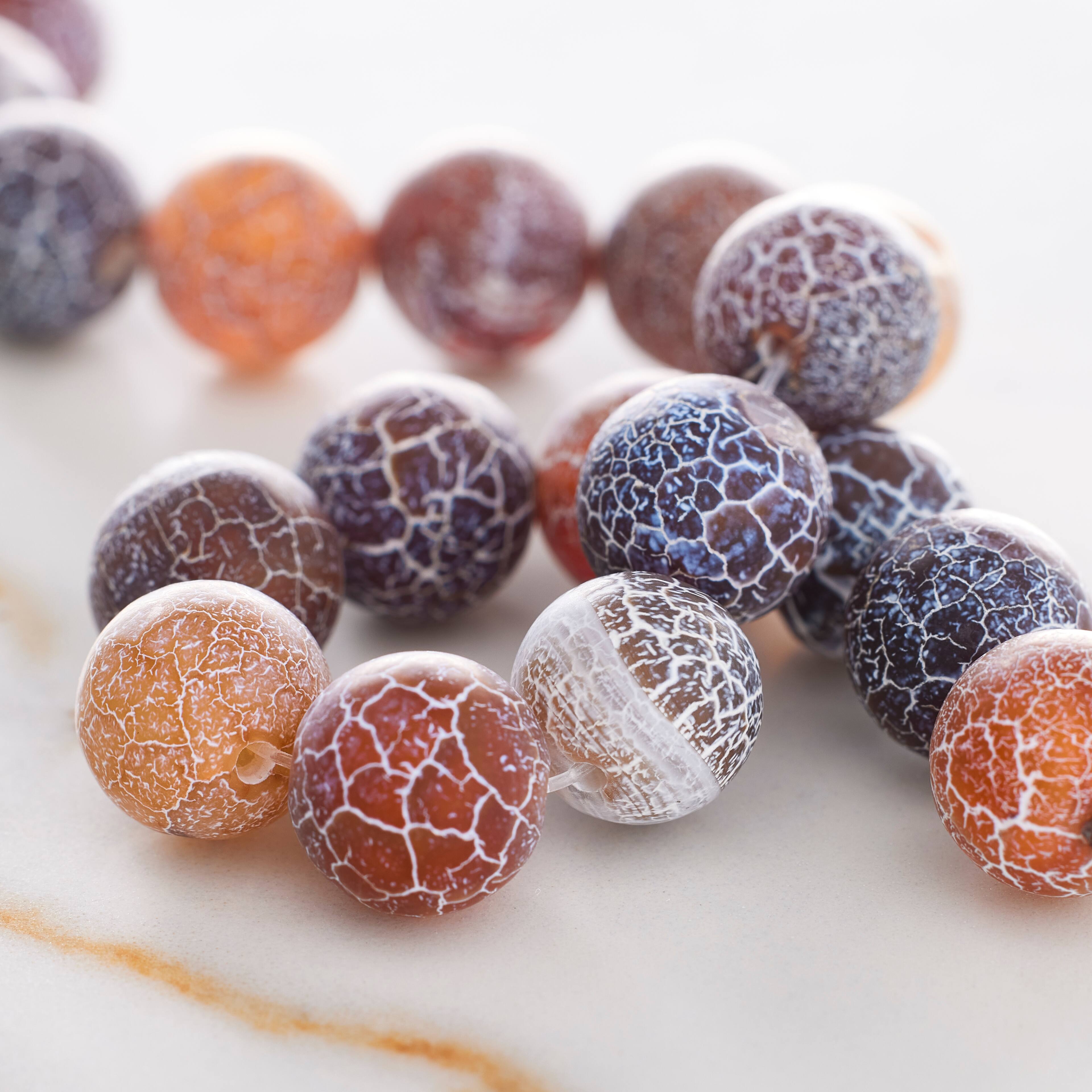Brown & Black Agate Crackle Matte Round Beads, 10mm by Bead Landing™
