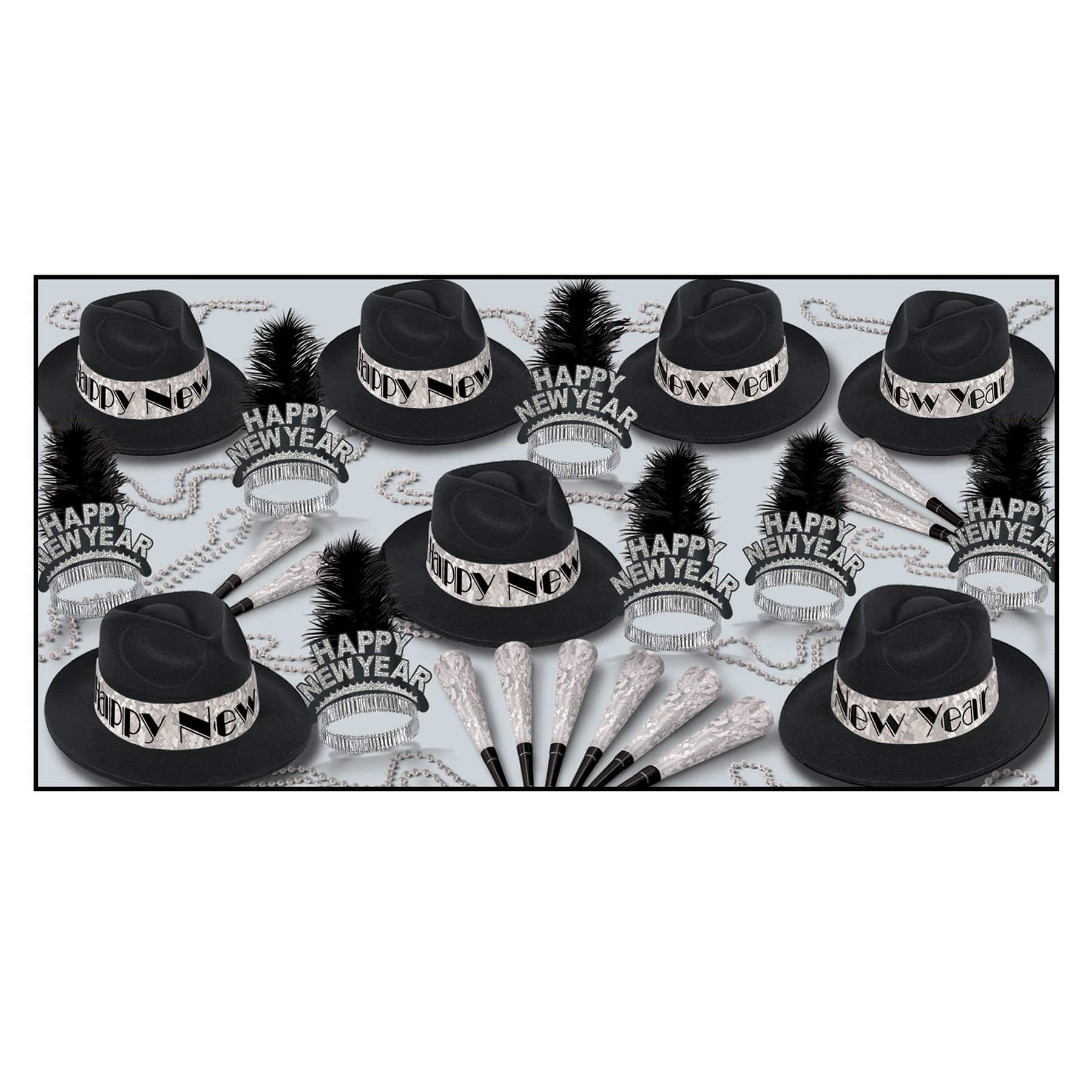 Beistle Black & Silver New Year Swingin' Party Favor Kit for 50