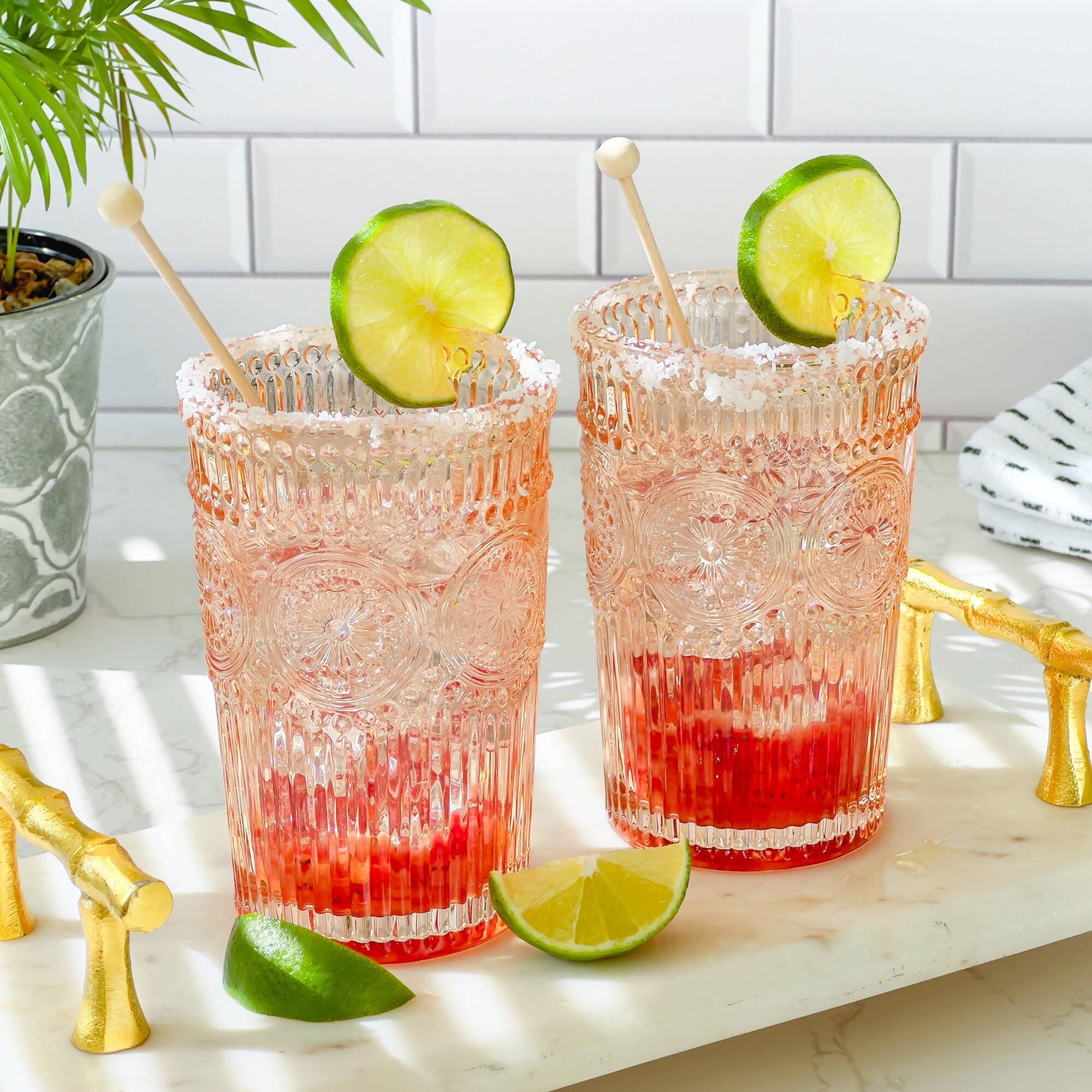 Kate Aspen® 13oz. Vintage Textured Rose Gold Drinking Glasses, 6ct.