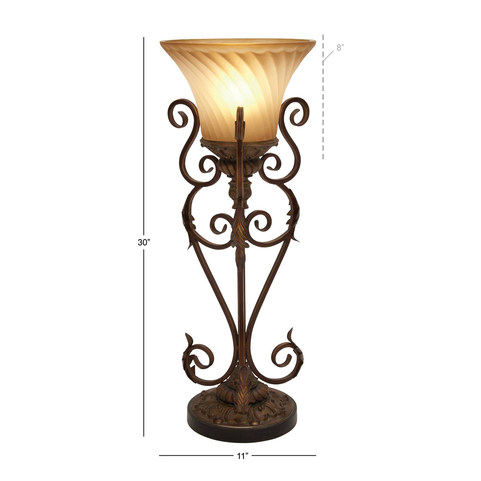 Set of 2" Brown Metal Mediterranean Uplight, 30"