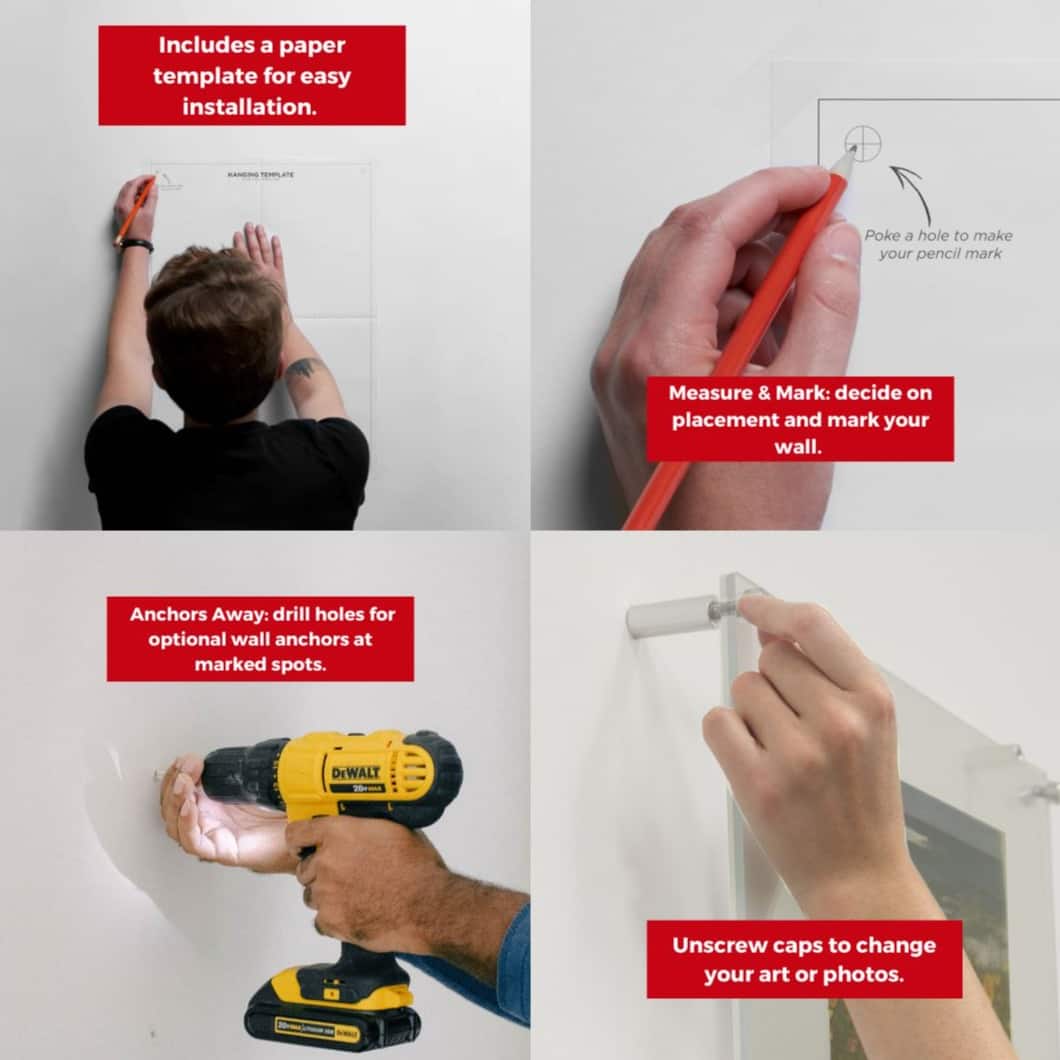 Cool Modern Frames Clear Acrylic Float Frame with Gold Hardware