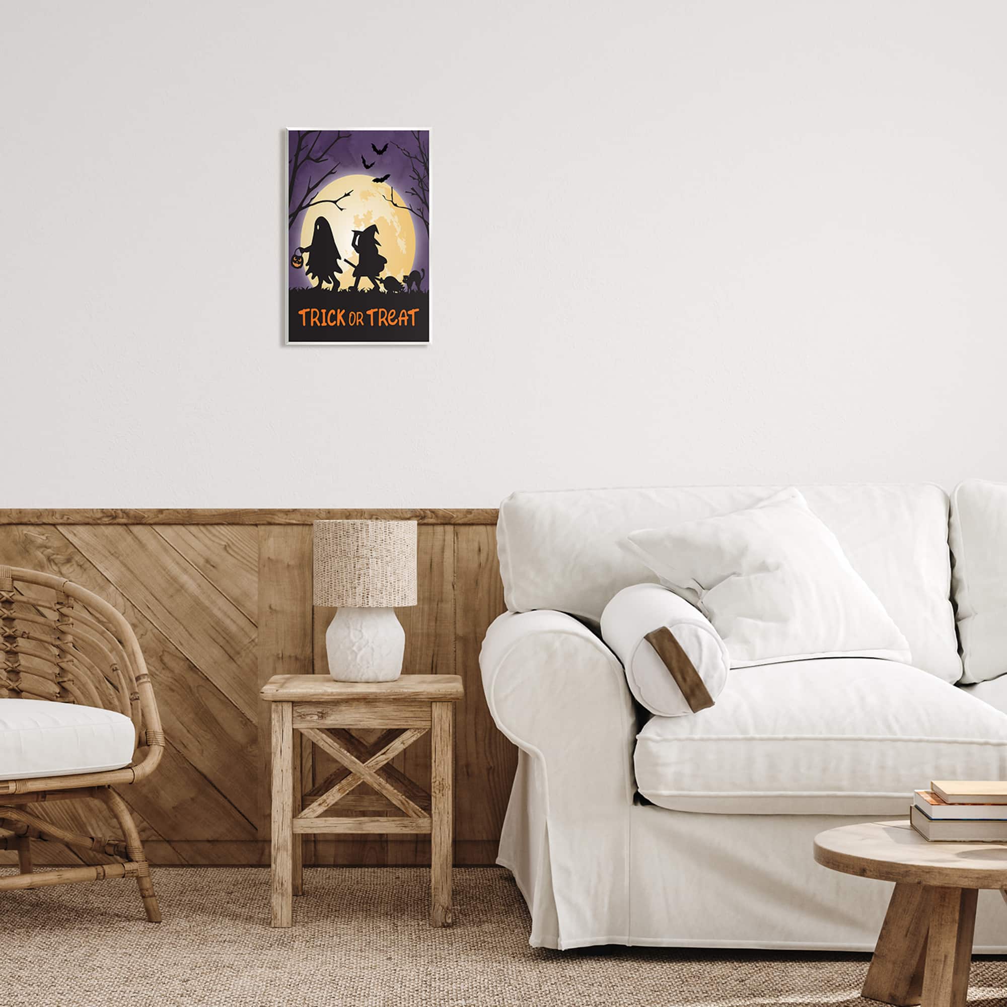 Stupell Industries Trick Or Treat Halloween Silhouettes Wall Plaque Art