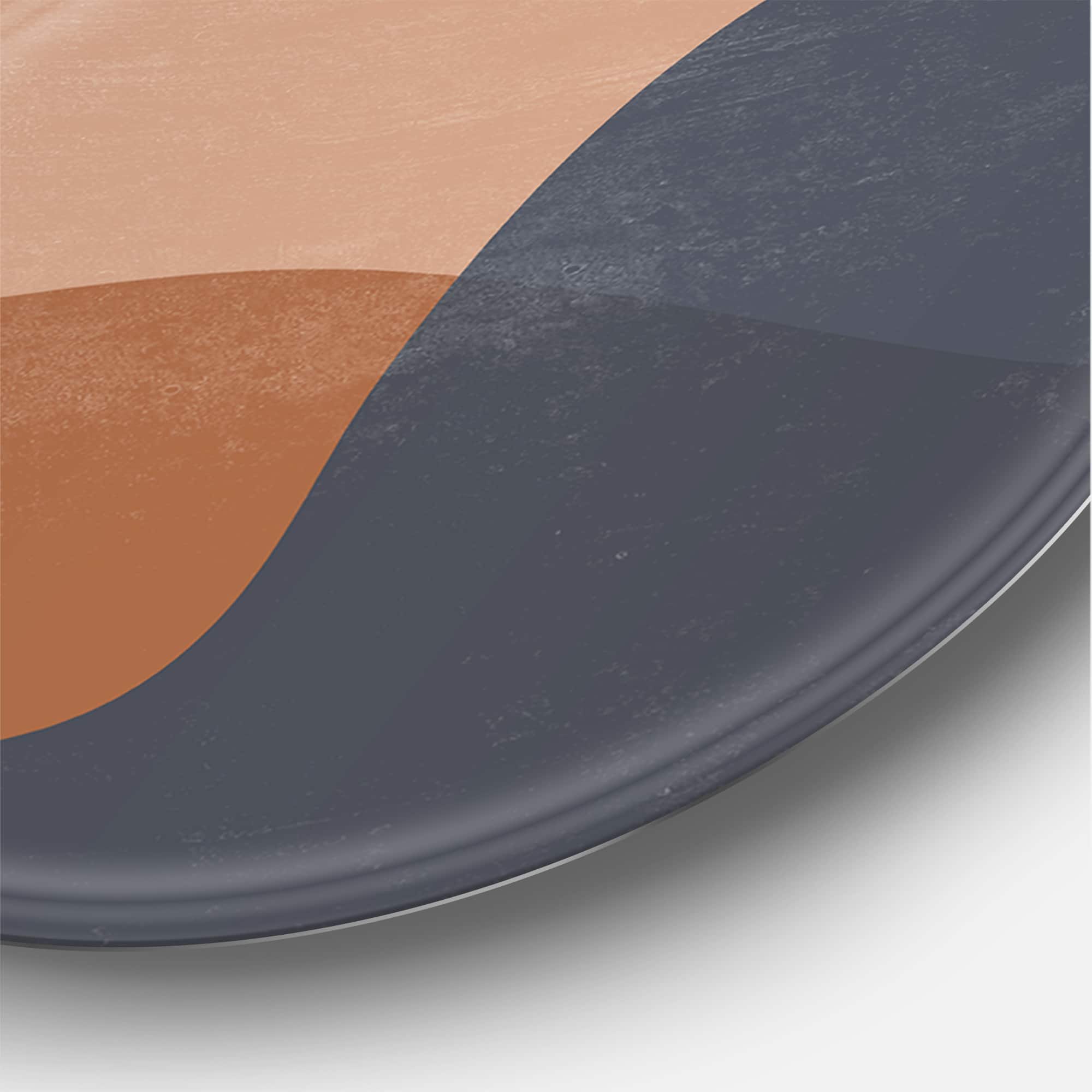 Designart - Abstract Red Moon In Earth Toned Mountains II - Modern Metal Circle Wall Art